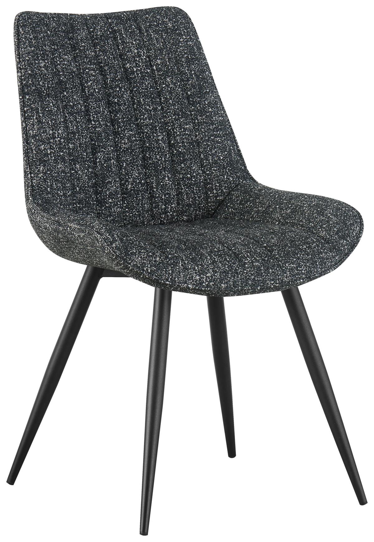 Vierfußstuhl Nikita Leinenoptik Anthrazit, B: 54cm - Anthrazit/Schwarz, KONVENTIONELL, Holz/Textil (54/88/61,5cm) - MID.YOU