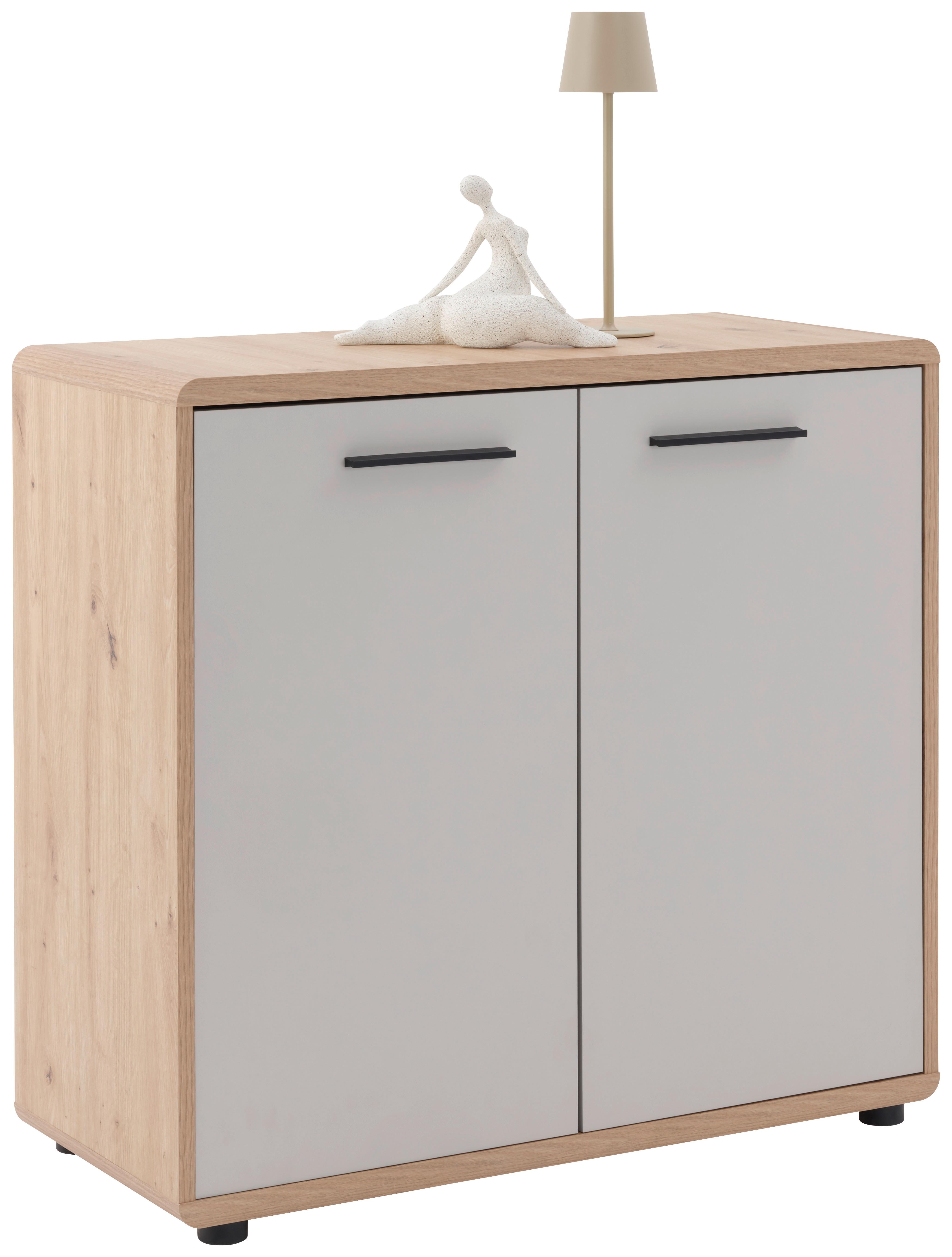 Kommode Fontana Plus B: 89,2cm Artisan Eiche Dekor/kaschmir - Kaschmir/Schwarz, MODERN, Holzwerkstoff (89,2/87/40cm)