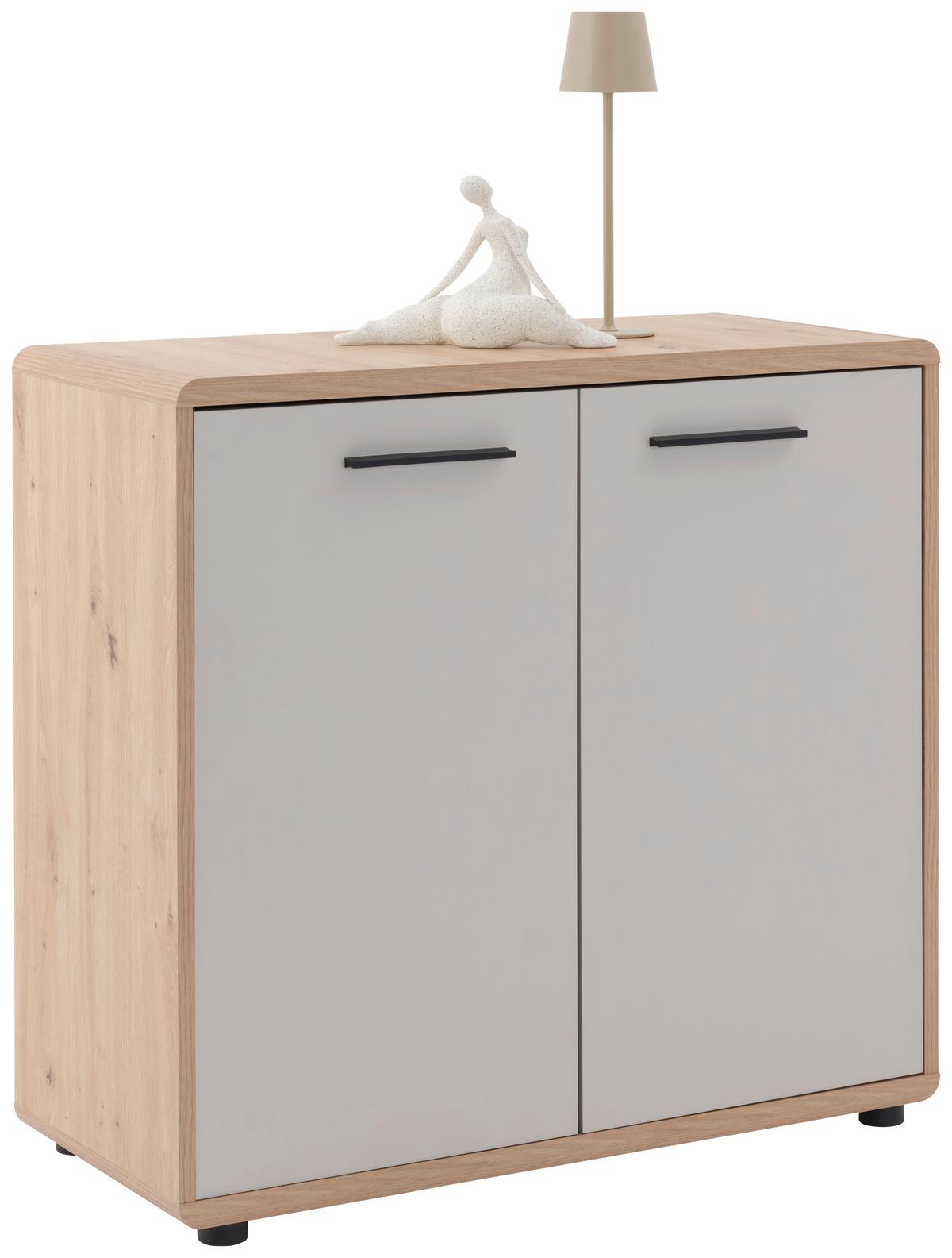 Kommode Fontana Plus B: 89,2cm Artisan Eiche Dekor/kaschmir - Kaschmir/Schwarz, MODERN, Holzwerkstoff (89,2/87/40cm)