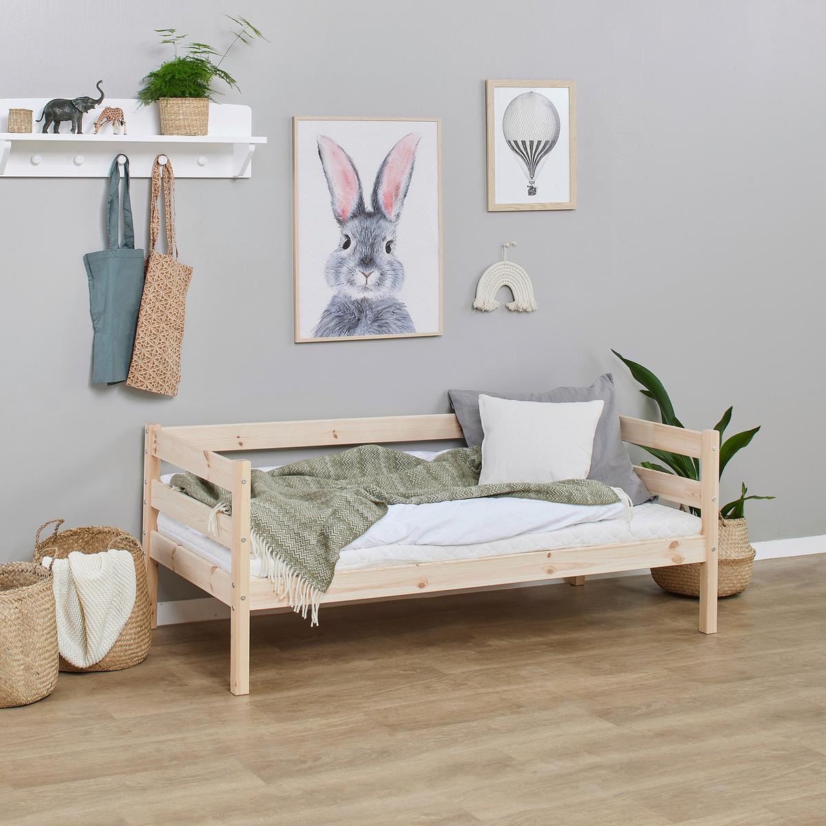 Kinder-/Juniorbett Comfort Vollmassiv, Lf: 70x160 C - Naturfarben/Kieferfarben, MODERN, Holz (70/160cm) - MID.YOU