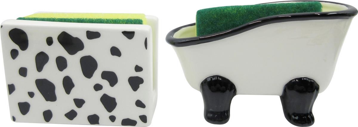 Schwammhalter Christa - Gelb/Schwarz, Design, Keramik/Kunststoff - Luca Bessoni