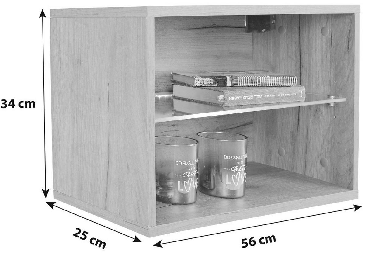 Függesztett Elem Avensis New Typ144 - tölgyfa színű, Konventionell, faalapú anyag/üveg (56/34/25cm) - Luca Bessoni
