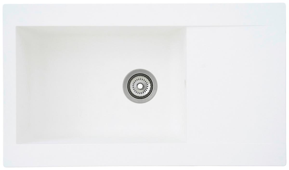 Spüle Respekta Denver Kunststein 86x50 Cm - Weiß, Trend, Glas/Kunststoff (86/20/50cm) - Respekta