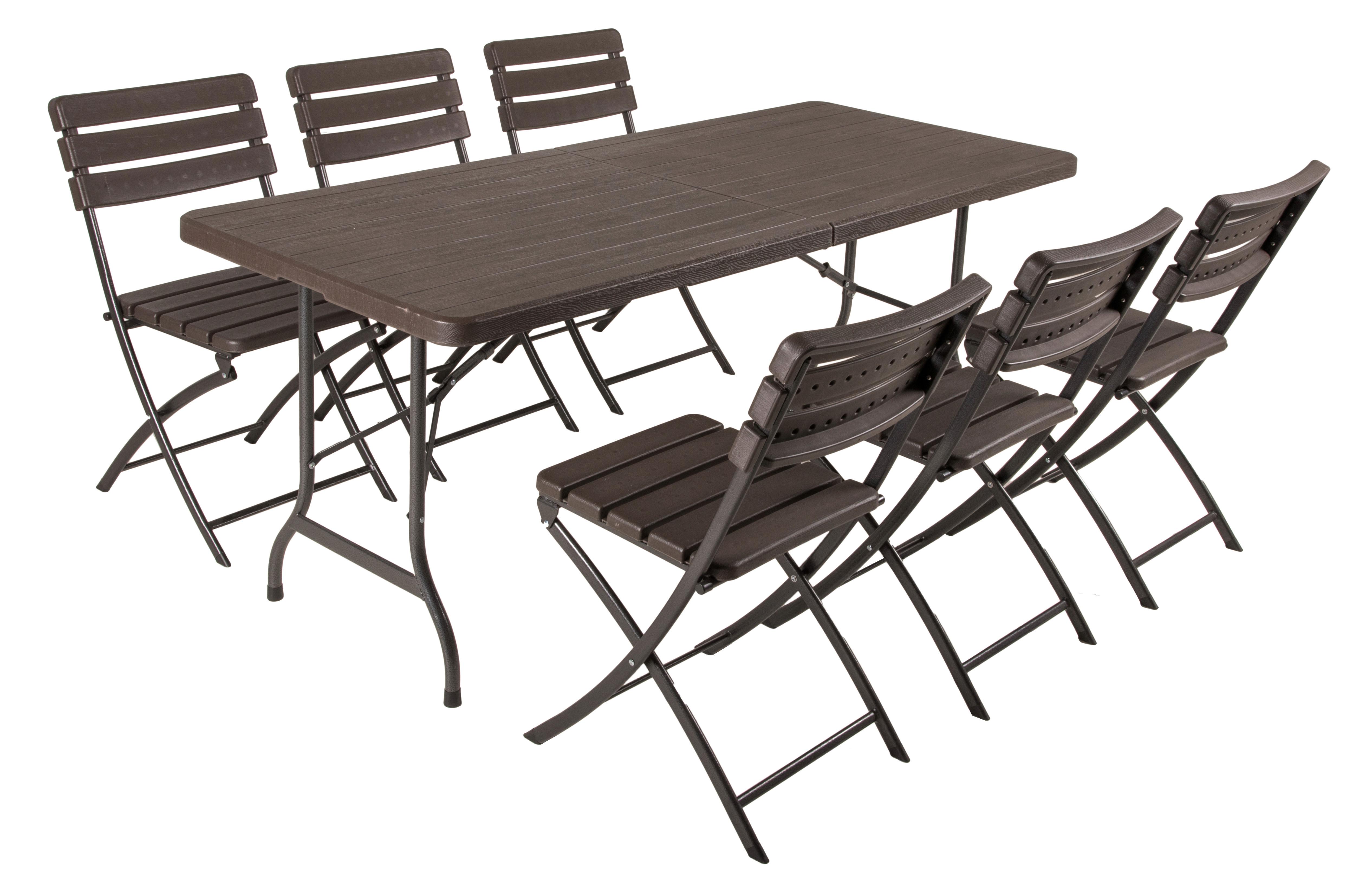 Gartenmöbel Set 7-Tlg. Tabora Kunststoff/Metall - Schwarz/Braun, Basics, Kunststoff/Metall (83/83/54cm) - Gardenson