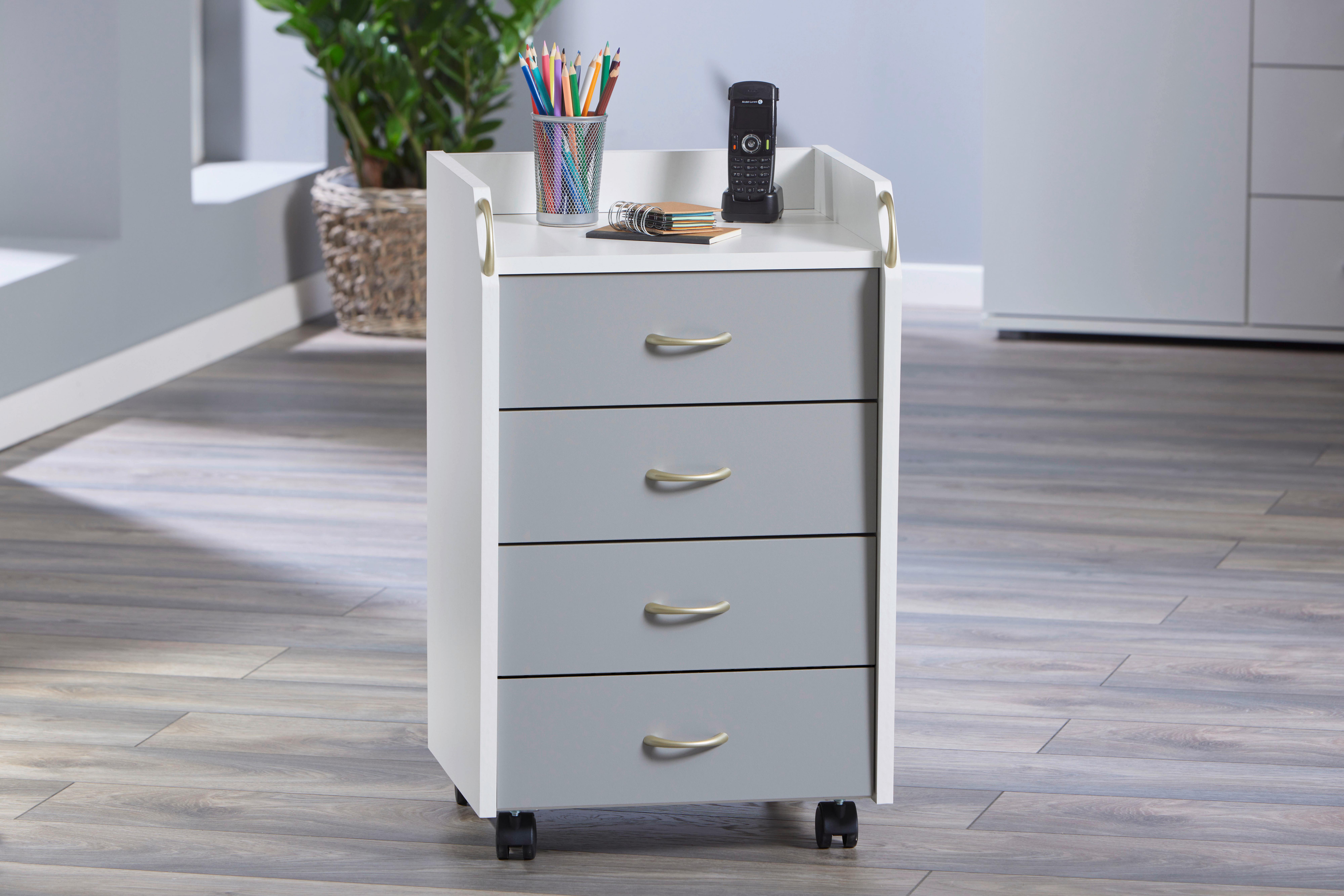 Rollcontainer in Weiß mit 4 Laden