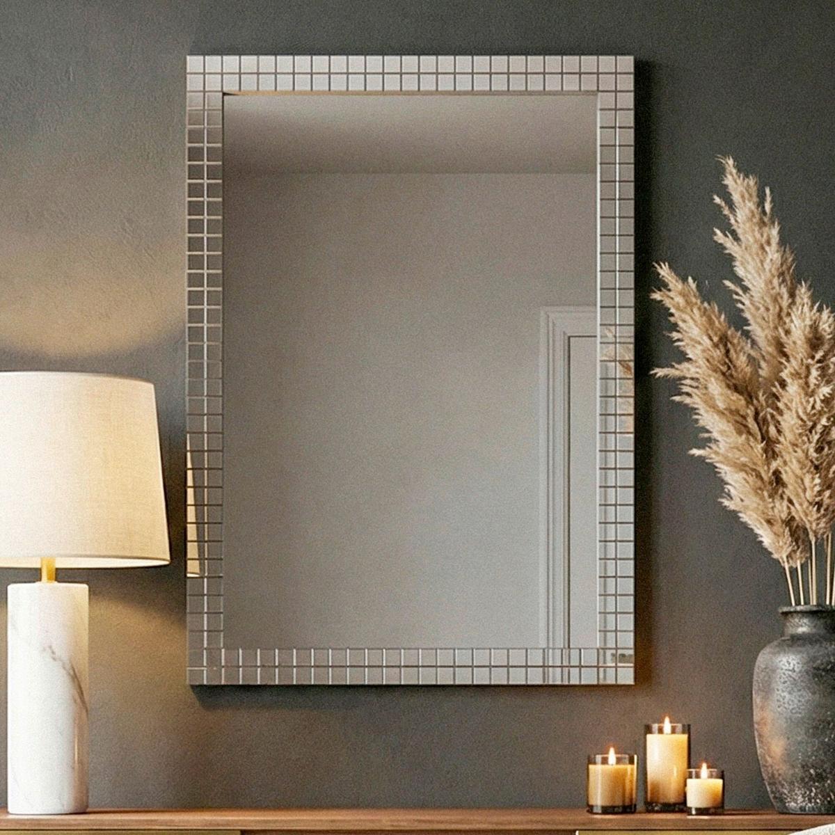 WANDSPIEGEL Schwarz B: 60cm - Schwarz, Design, Glas/Holzwerkstoff (60/90/2cm) - Livetastic
