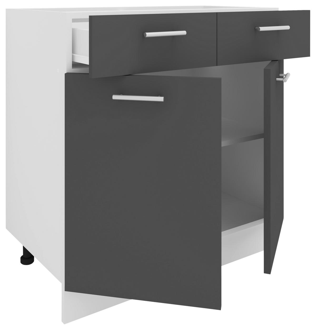 Küchenunterschrank Esilo B: 80 cm Anthrazit/Weiß - Anthrazit/Weiß, KONVENTIONELL, Holzwerkstoff (80/82/46cm) - MID.YOU