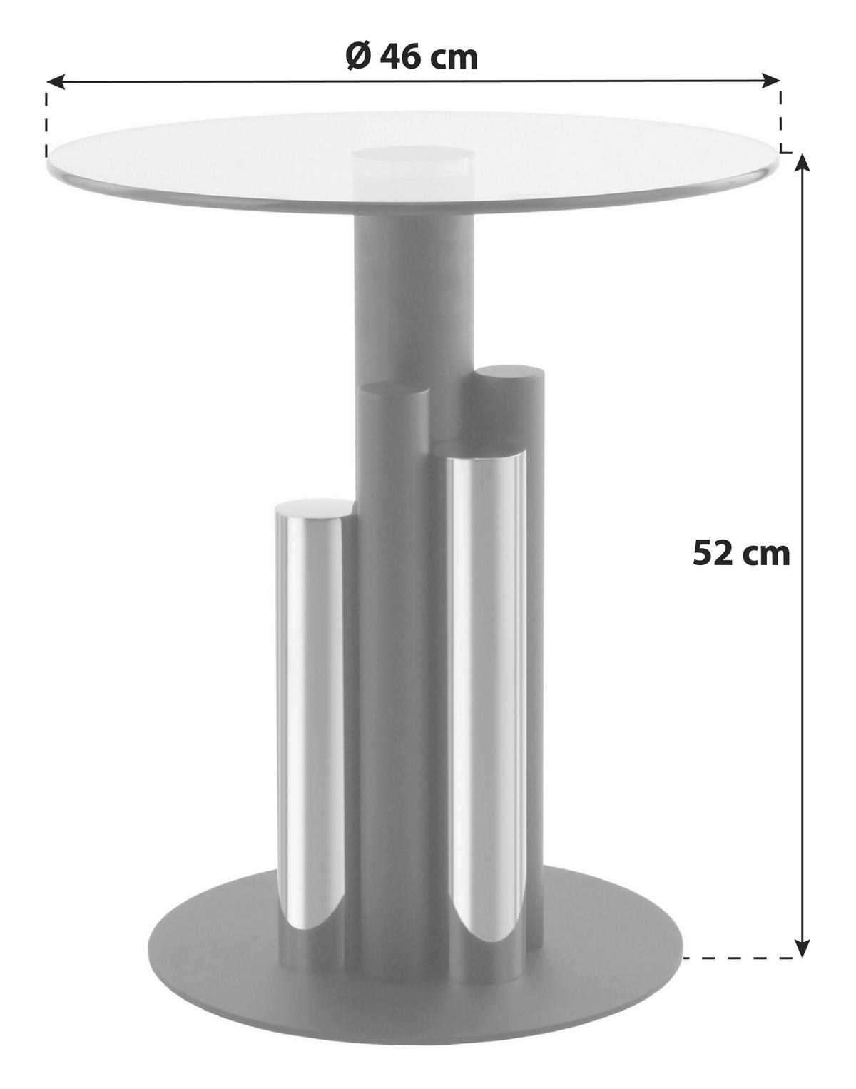 Beistelltisch mit Glasplatte Rund Ontario, Grau/Gold - Goldfarben/Grau, MODERN, Glas/Metall (46/46/52cm) - Kayoom