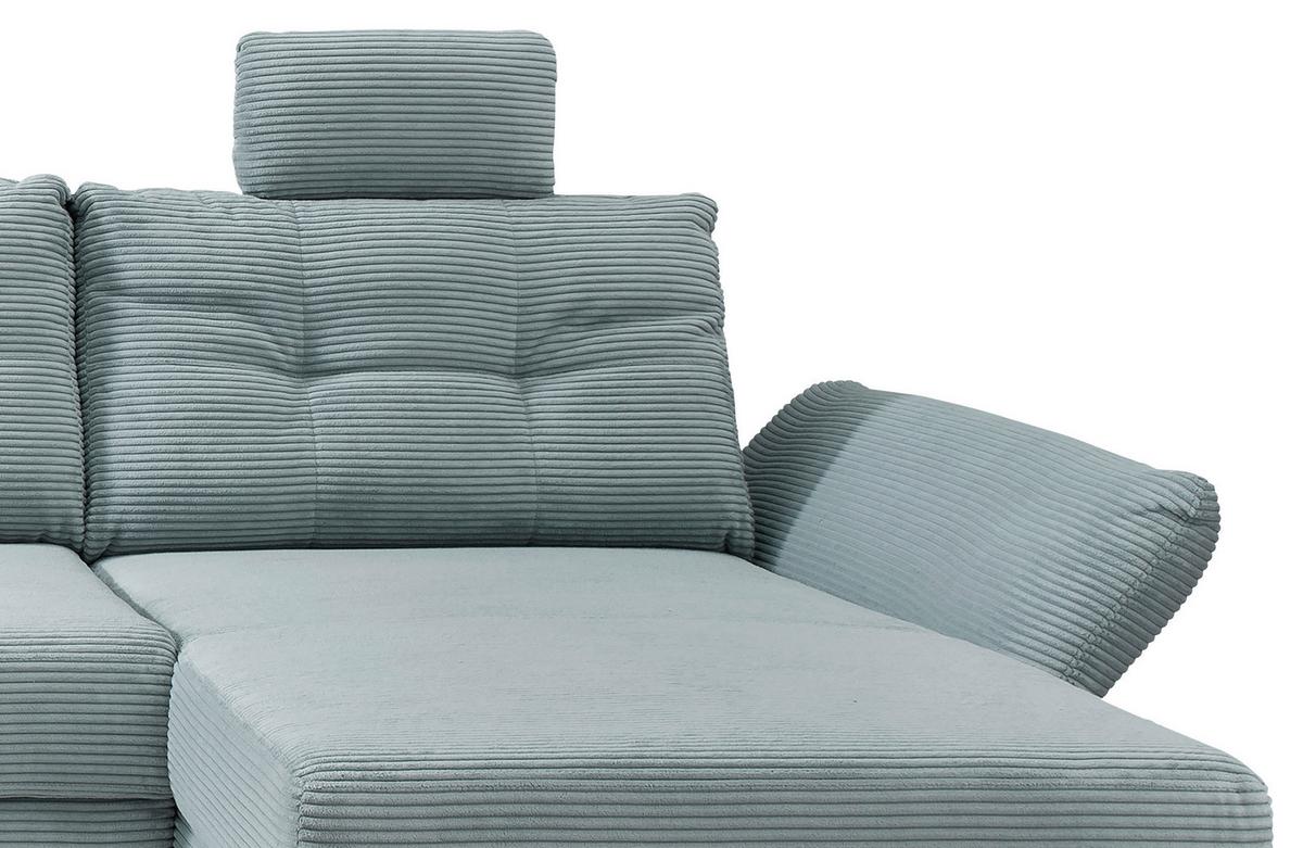 Wohnlandschaft mit Schlaffunktion, Hellblau - Naturfarben/Hellblau, MODERN, Textil (206/338-352/176cm) - Livetastic