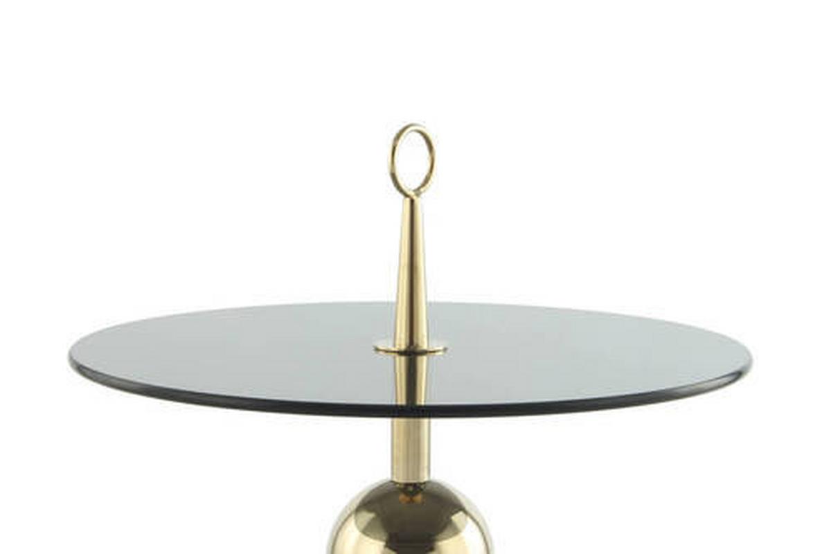 Beistelltisch Mit Glasplatte Rund Ontario, Grau/gold - Goldfarben/Grau, MODERN, Glas/Metall (46/46/52cm) - Kayoom
