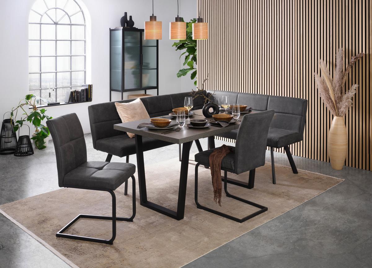 Rohová lavice COOPER - šedá/černá, Moderní, kov/textil (150/85/190cm) - Mömax