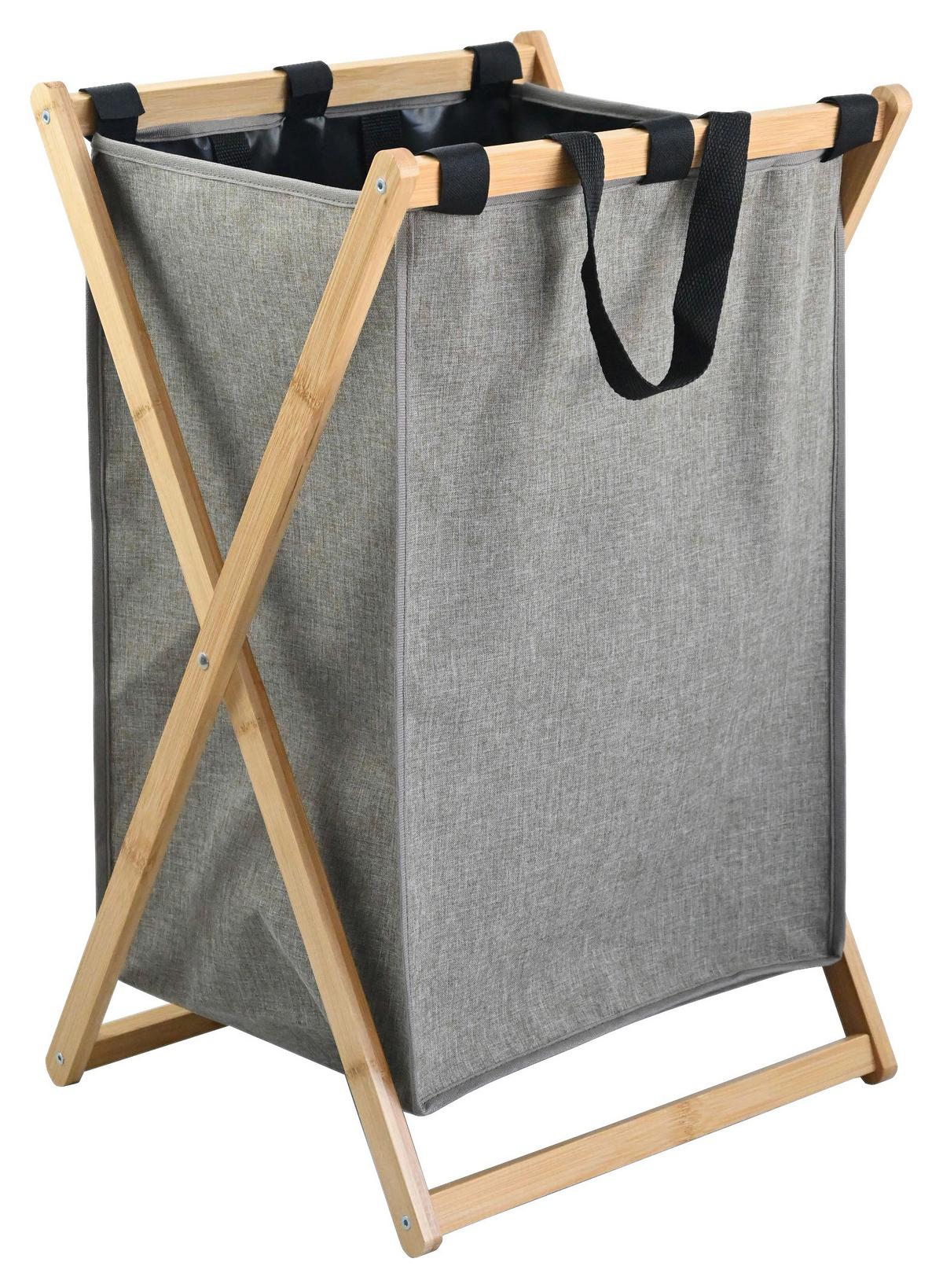 Wäschetonne Celine - Braun, KONVENTIONELL, Naturmaterialien/Kunststoff (34/36/58cm) - Luca Bessoni