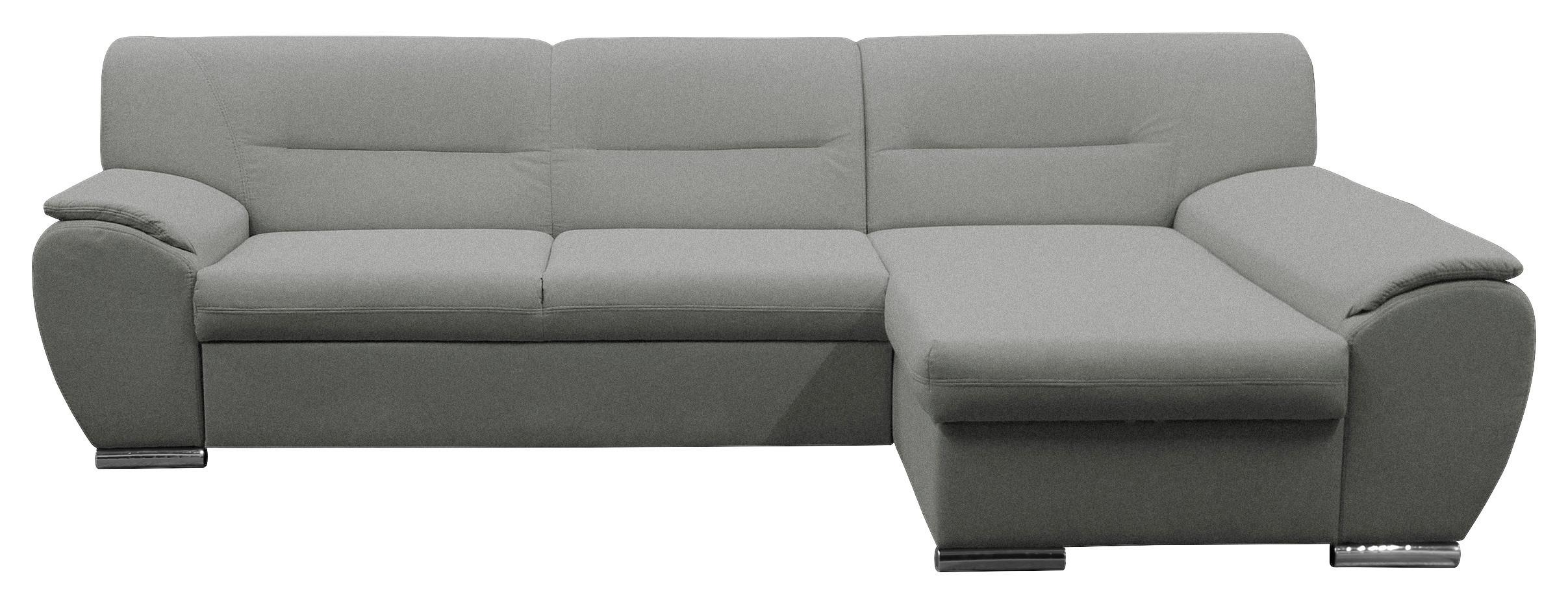 Veratti New Hellgrau Inkl. Schlaffunktion Ottomane Rechts - Silberfarben/Hellgrau, Design, Textil (281/167cm) - MID.YOU