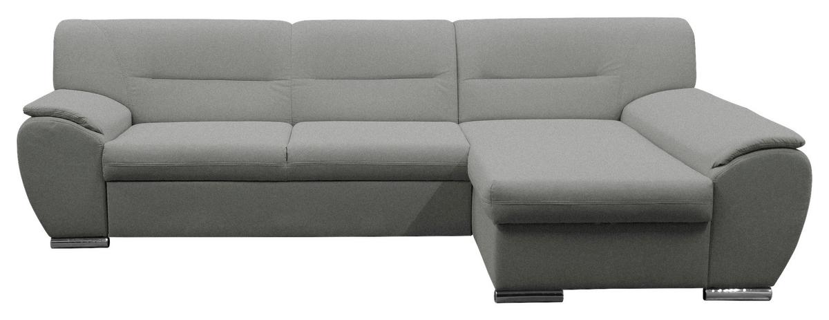 Veratti New Hellgrau Inkl. Schlaffunktion Ottomane Rechts - Silberfarben/Hellgrau, Design, Textil (281/167cm) - MID.YOU