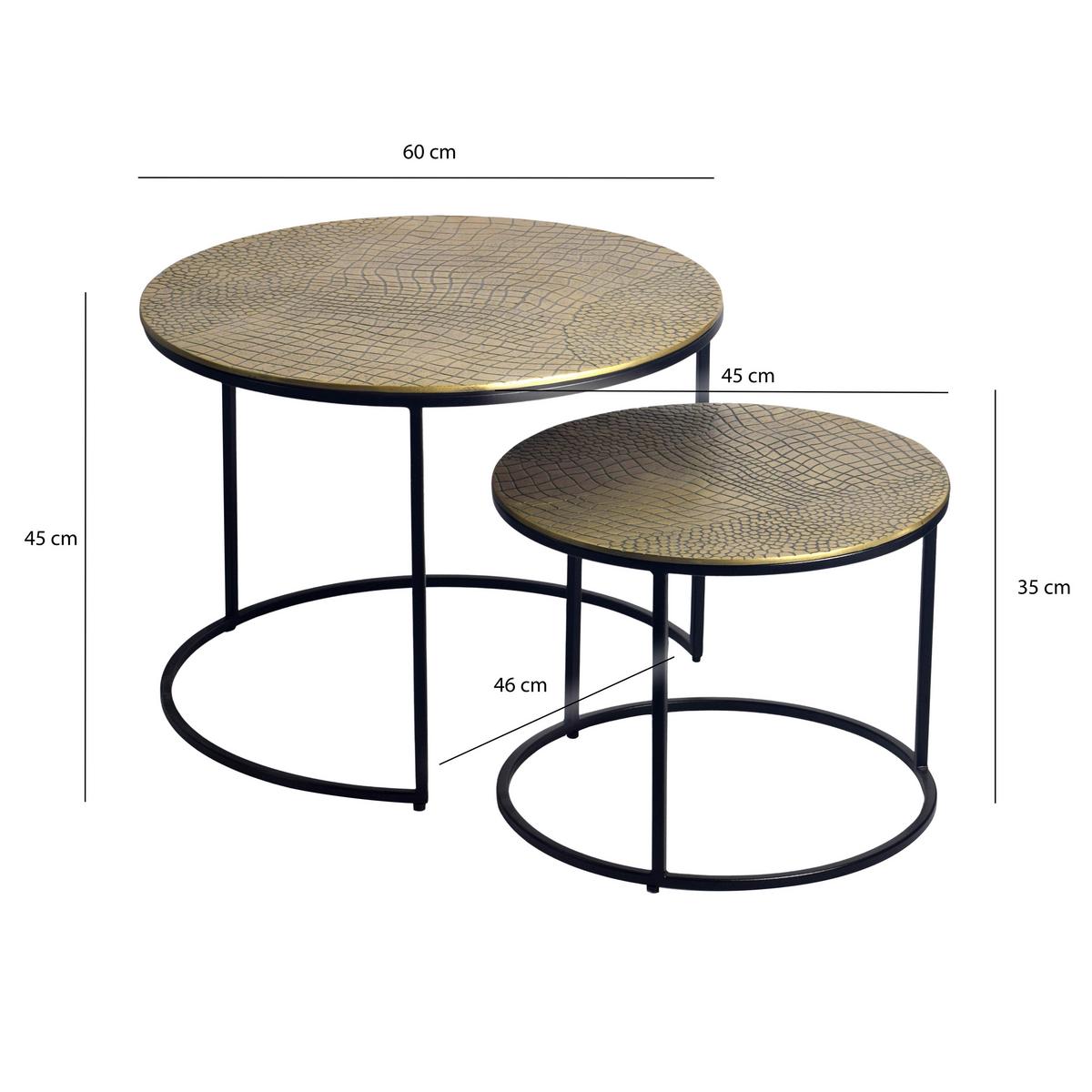 Beistelltischset 2-teilig Aluminium, goldfarben - Goldfarben/Schwarz, Design, Metall (60/45/60cm) - Livetastic