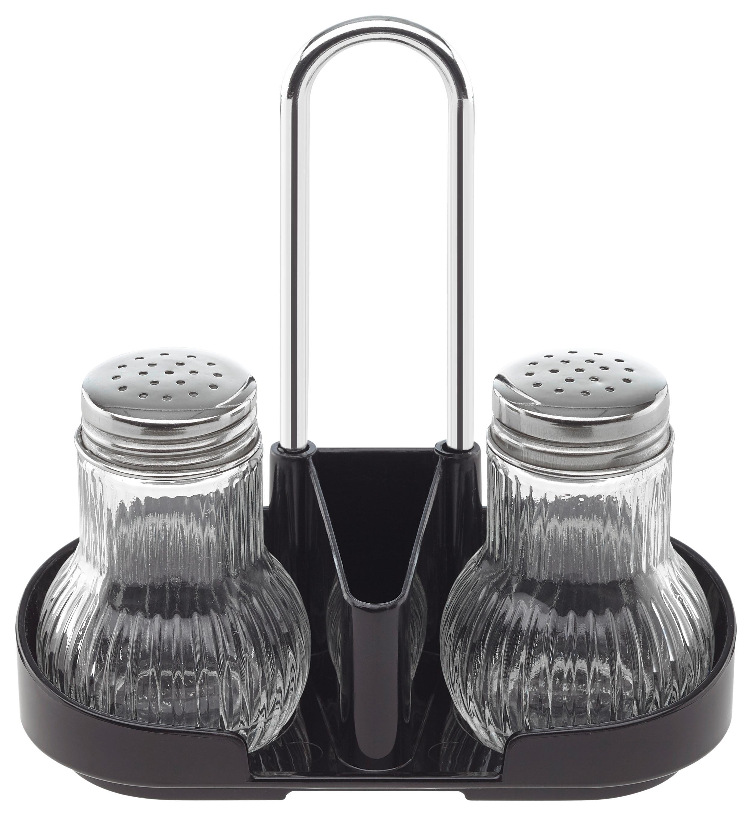Salz- Und Pfefferstreuer Salt & Pepper - číra/čierna, Konvenčný, kov/plast (6/13/14cm) - Fackelmann