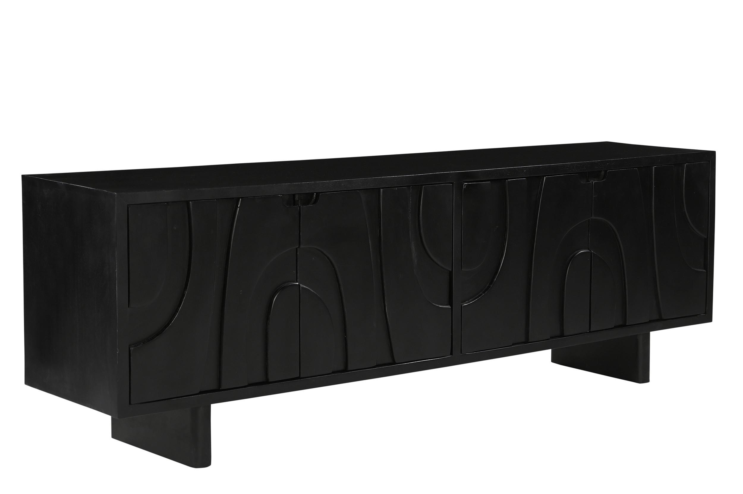 Lowboard Mangoholz schwarz B: 180cm - Schwarz, Design, Holz (180/61/43cm) - MID.YOU