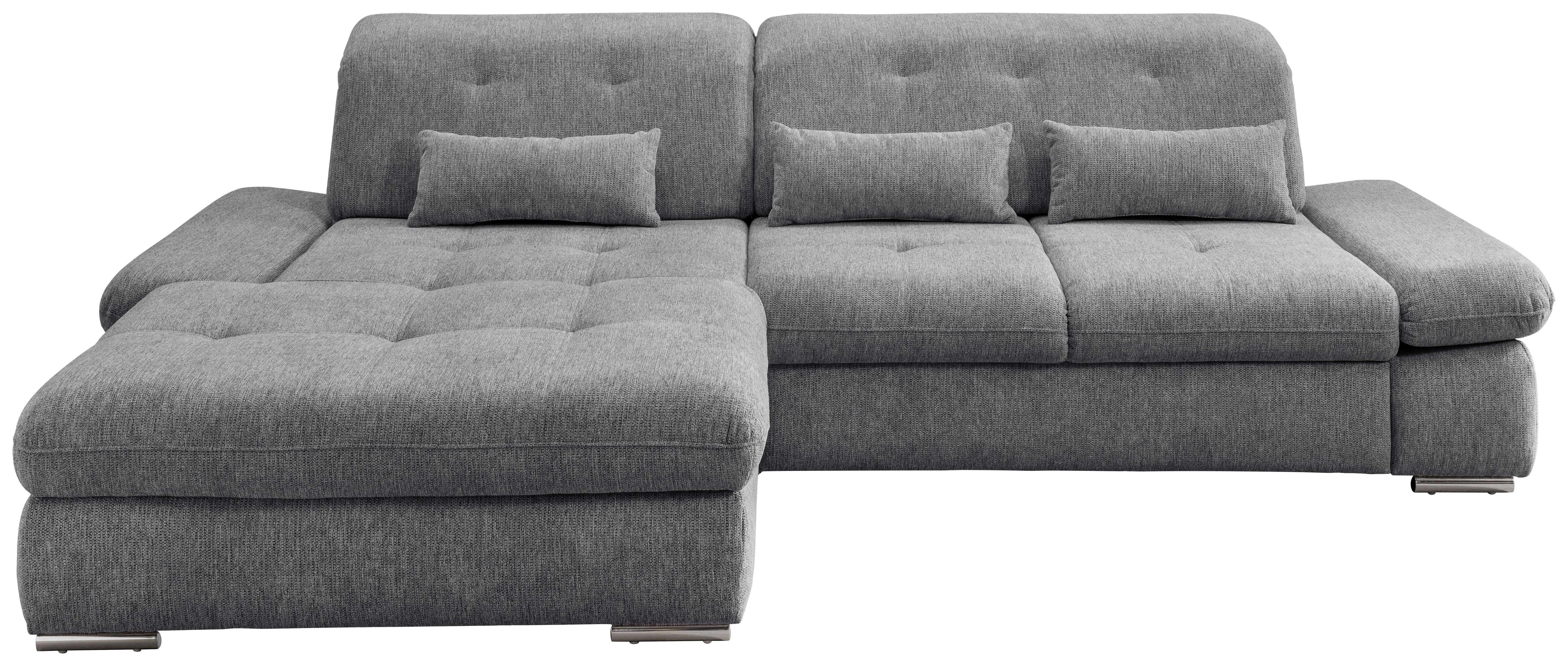 Ecksofa Dalida Dunkelgrau S: 196x300cm - Chromfarben/Dunkelgrau, Design, Textil (196/300cm) - Livetastic
