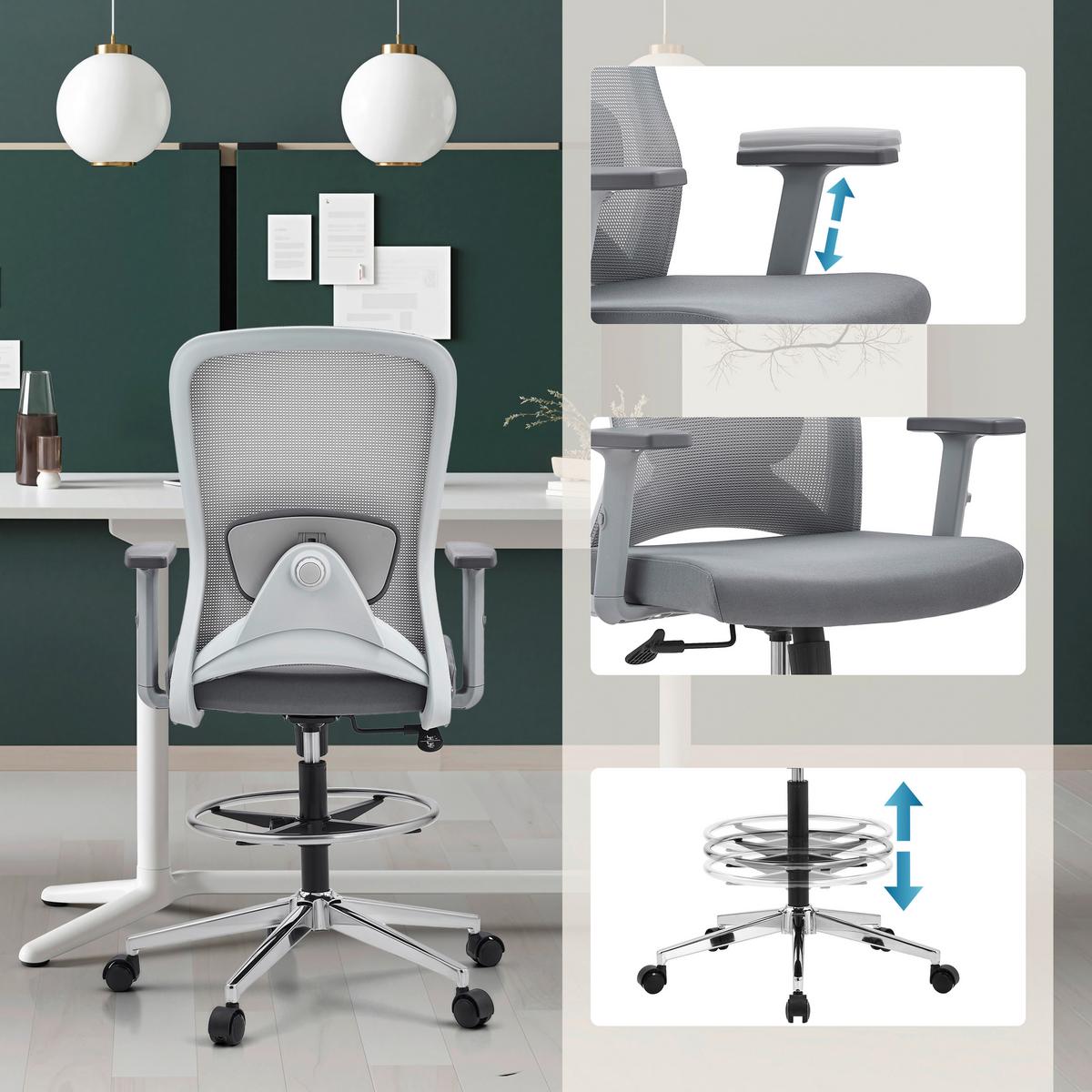 DREHSTUHL Top Work Grau B: 68cm - Grau, MODERN, Kunststoff/Textil (68/136/60cm) - MID.YOU
