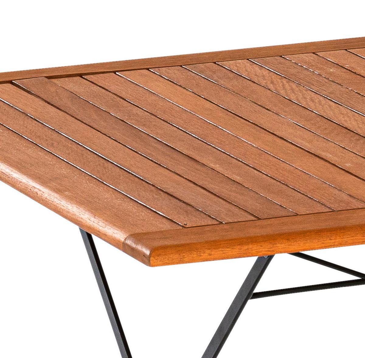 Gartentisch Klappbar Holz/ Metall L: 160 cm - Graphitfarben/Naturfarben, KONVENTIONELL, Holz/Metall (160/90/73cm) - Gardenson