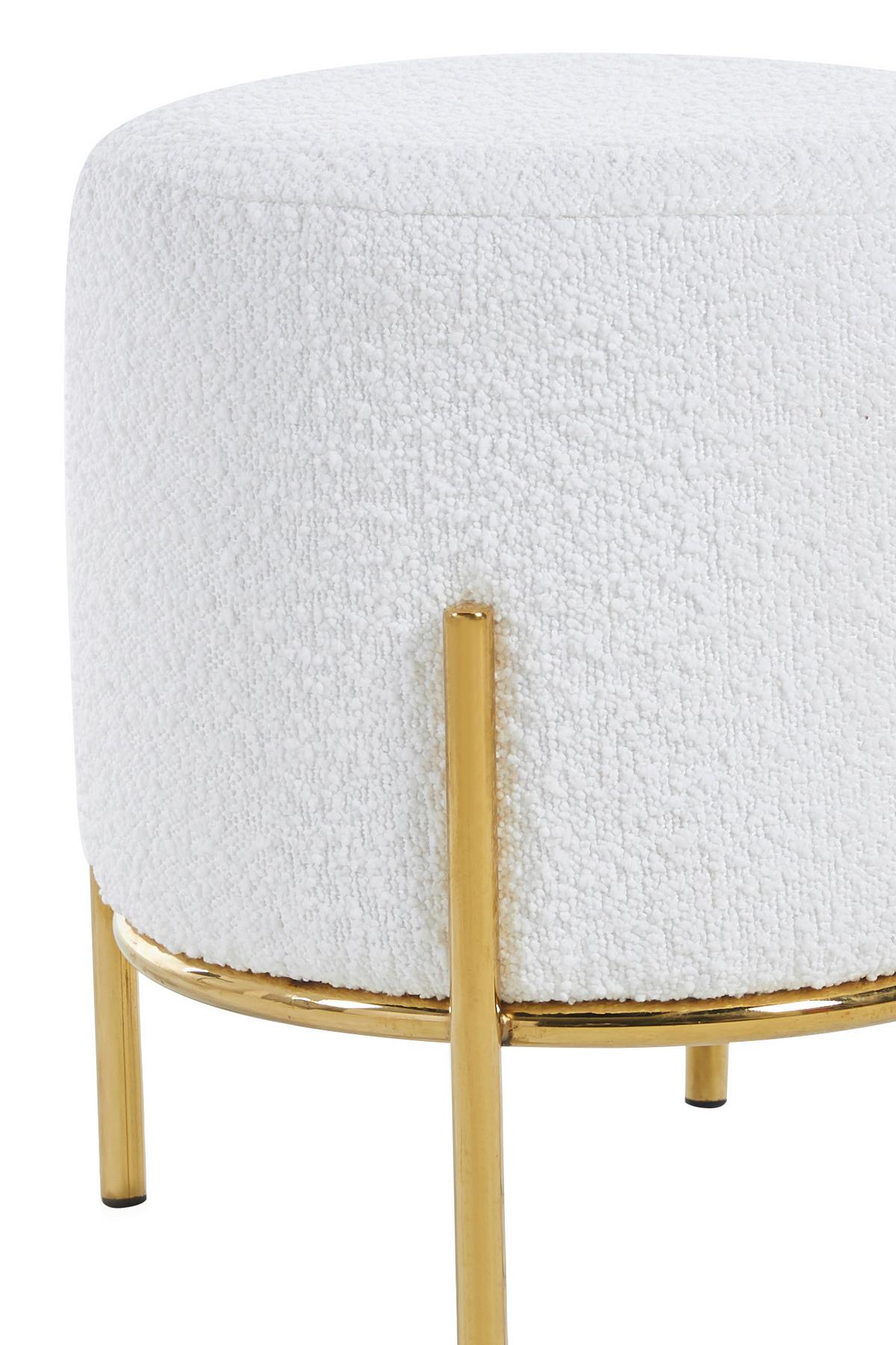 Hocker Weiß, Goldfarben B: 35 Cm - Goldfarben/Weiß, MODERN, Textil (35/38/35cm) - Livetastic