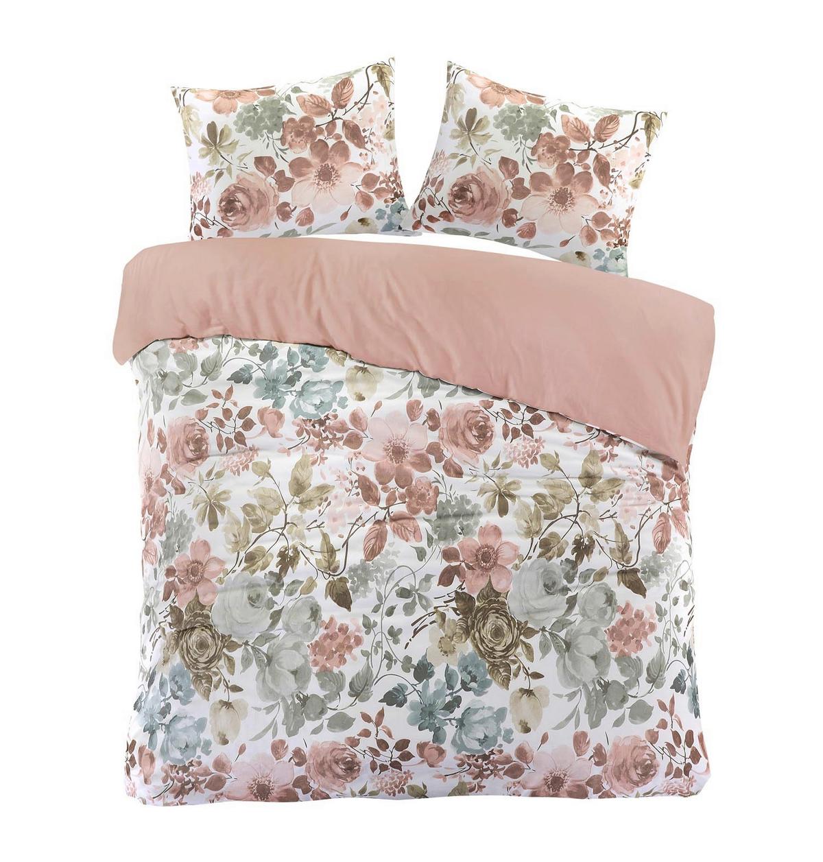 POSTEĽNÁ BIELIZEŇ DENISE BLUMEN, 90x70/140x200cm - biela/pastelová modrá, Romantik / Landhaus, textil (140/200cm) - Mömax