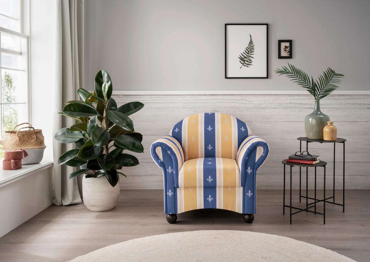 Sitzgarnitur Torello 3-teilig Blau - Wengefarben/Blau, KONVENTIONELL, Textil (439/84/80cm) - Livetastic