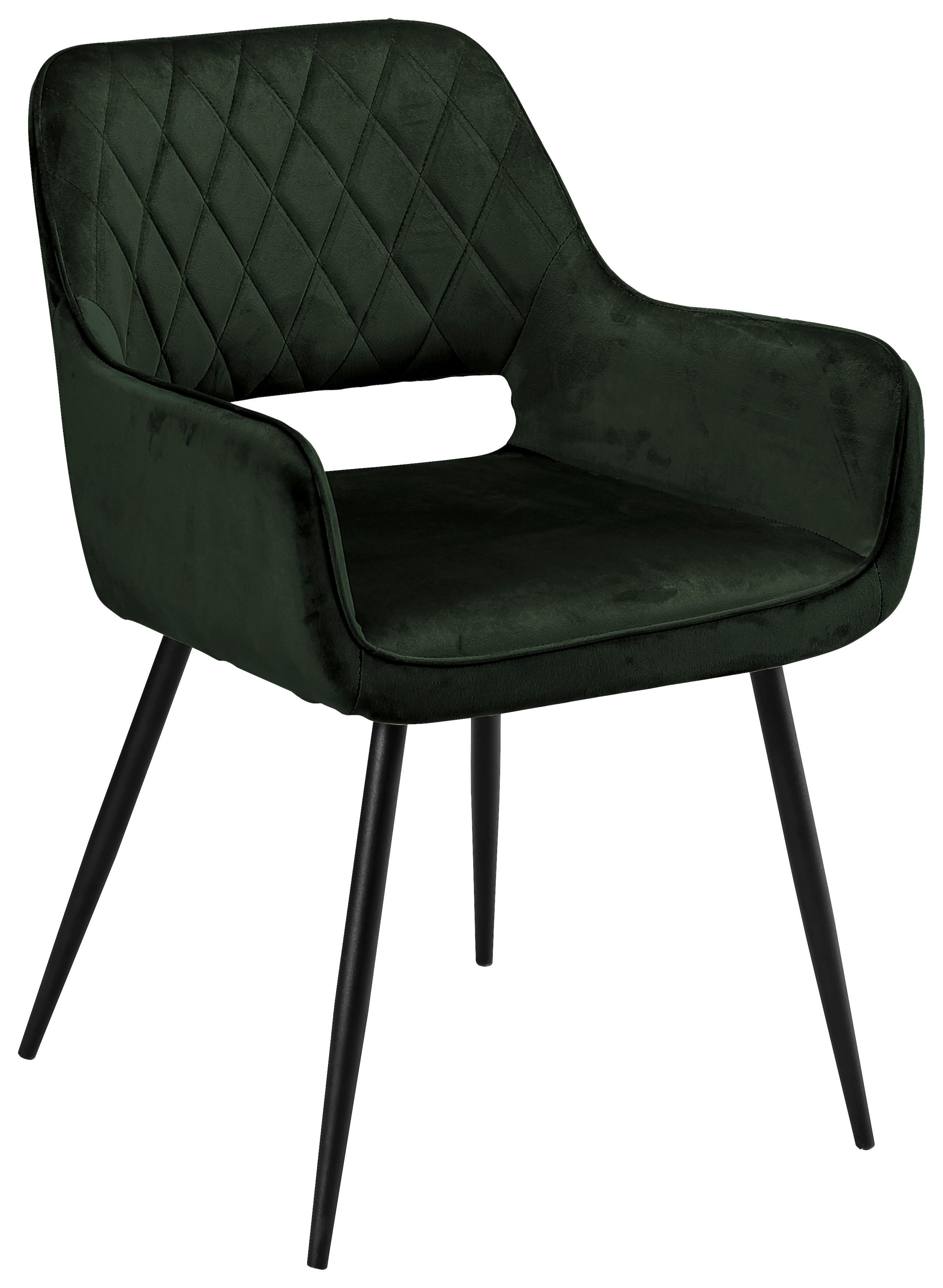 Židle s područkami SERAFINA tmavě zelená - tmavě zelená, Moderní, kov/dřevo (55/79/59cm) - Mömax