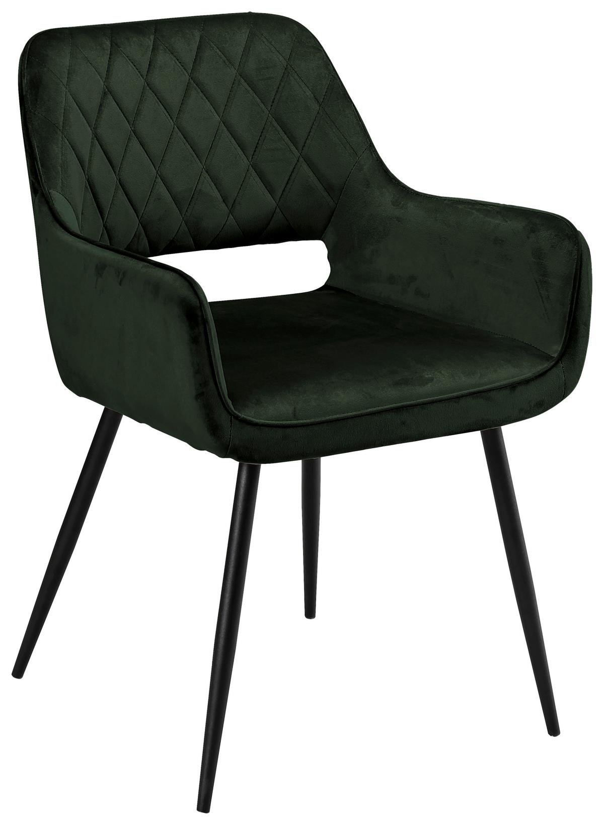 Židle s područkami SERAFINA tmavě zelená - tmavě zelená, Moderní, kov/dřevo (55/79/59cm) - Mömax