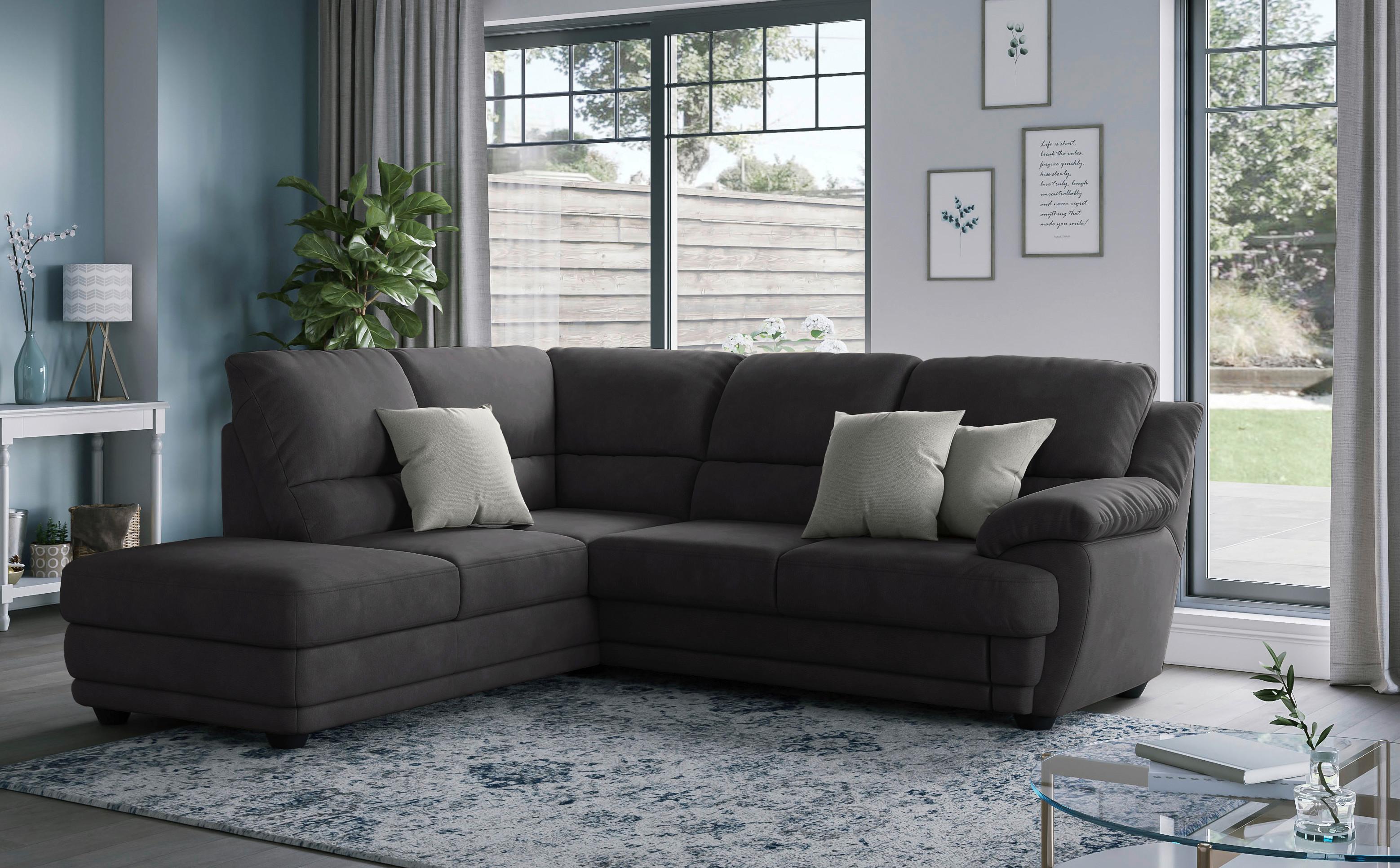 Ecksofa Nebolo Dunkelgrau Mikrofaser - Dunkelgrau, Design, Textil (225/245cm) - Livetastic