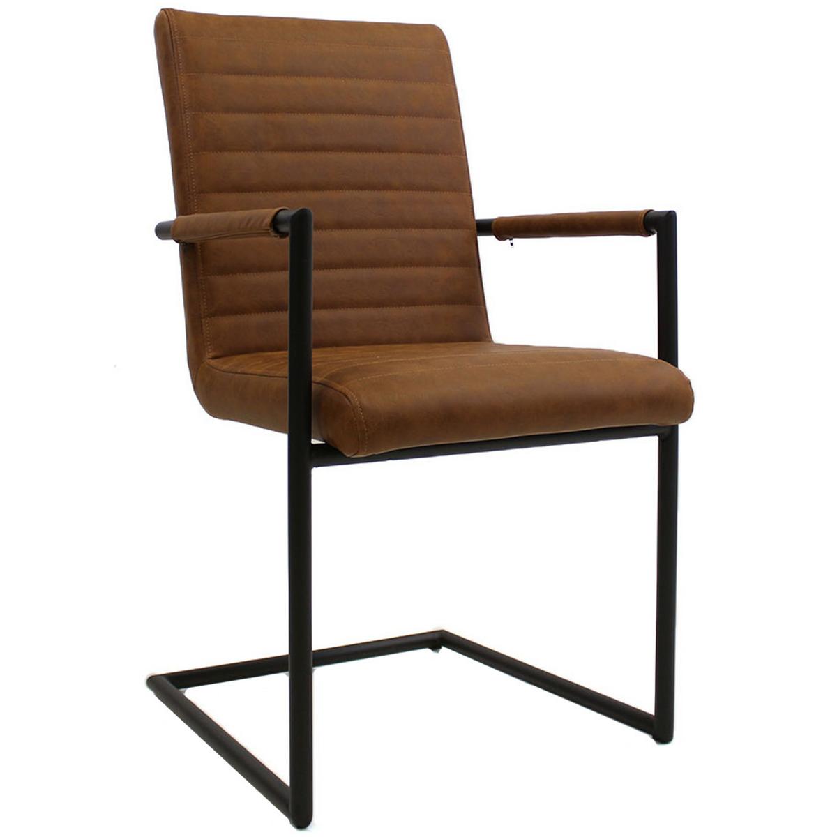 Armlehnstuhl Bars Braun Gepolstert 2er-Set - Cognac/Haselnussfarben, LIFESTYLE, Kunststoff/Textil (54/97/57cm) - MID.YOU