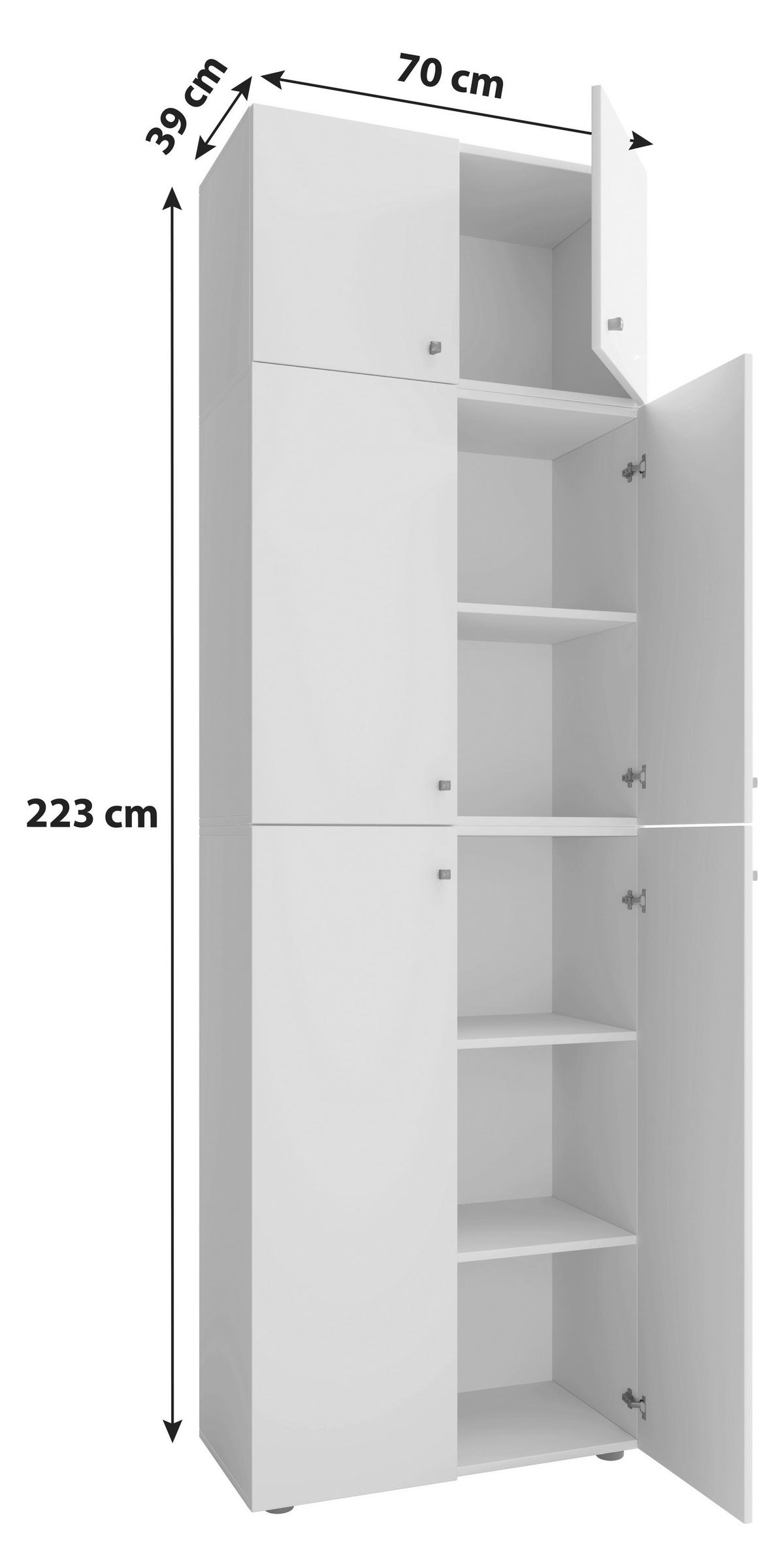 Drehtürenschrank B: 70 Cm Lona Xxl Weiß - Weiß, MODERN, Holzwerkstoff (70/223/39cm) - MID.YOU