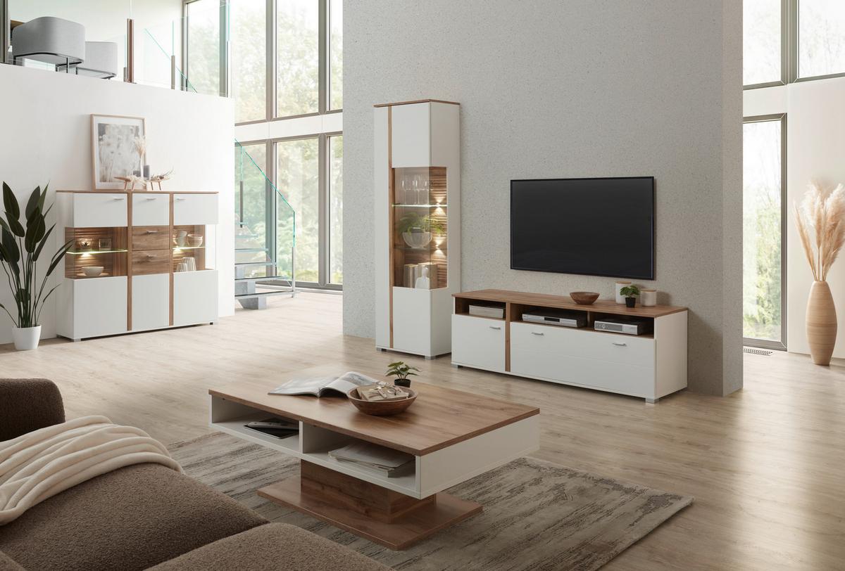 REGÁLOVÝ DÍL ALAMO - barvy dubu, Moderní, kompozitní dřevo/sklo (38/110/19cm) - Mömax