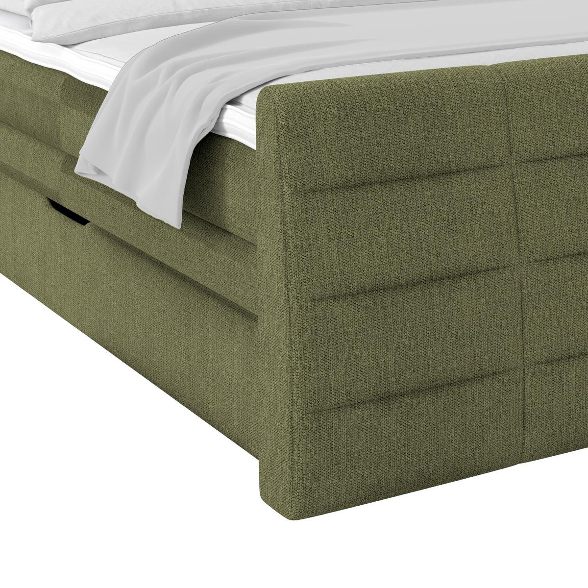 Boxspringbett Libra - Schwarz/Grün, KONVENTIONELL, Textil (160/200cm)