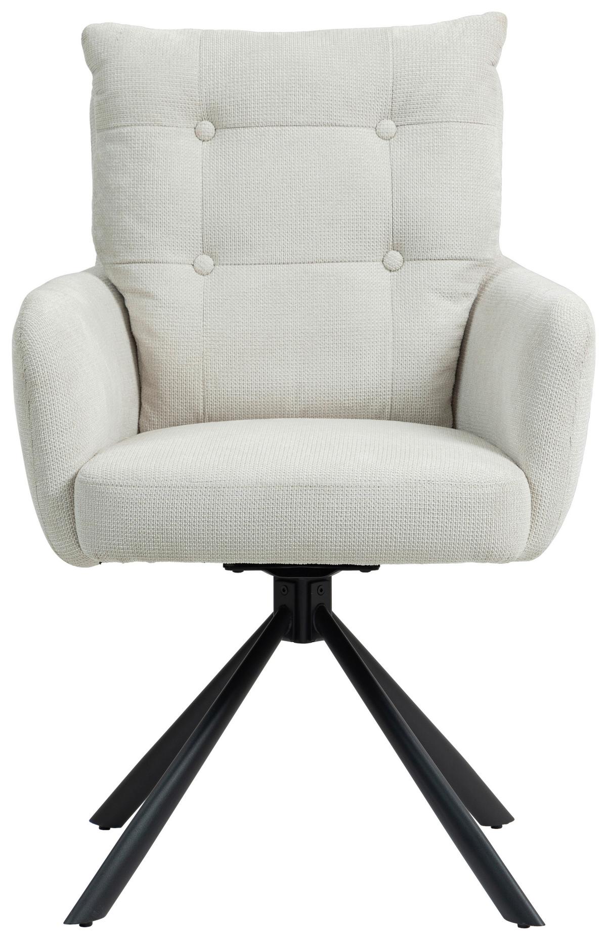 Armlehnstuhl Lina Creme Sitzfl. 180°drehbar, B: 60cm - Creme/Schwarz, KONVENTIONELL, Textil/Metall (60/95/67cm) - MID.YOU