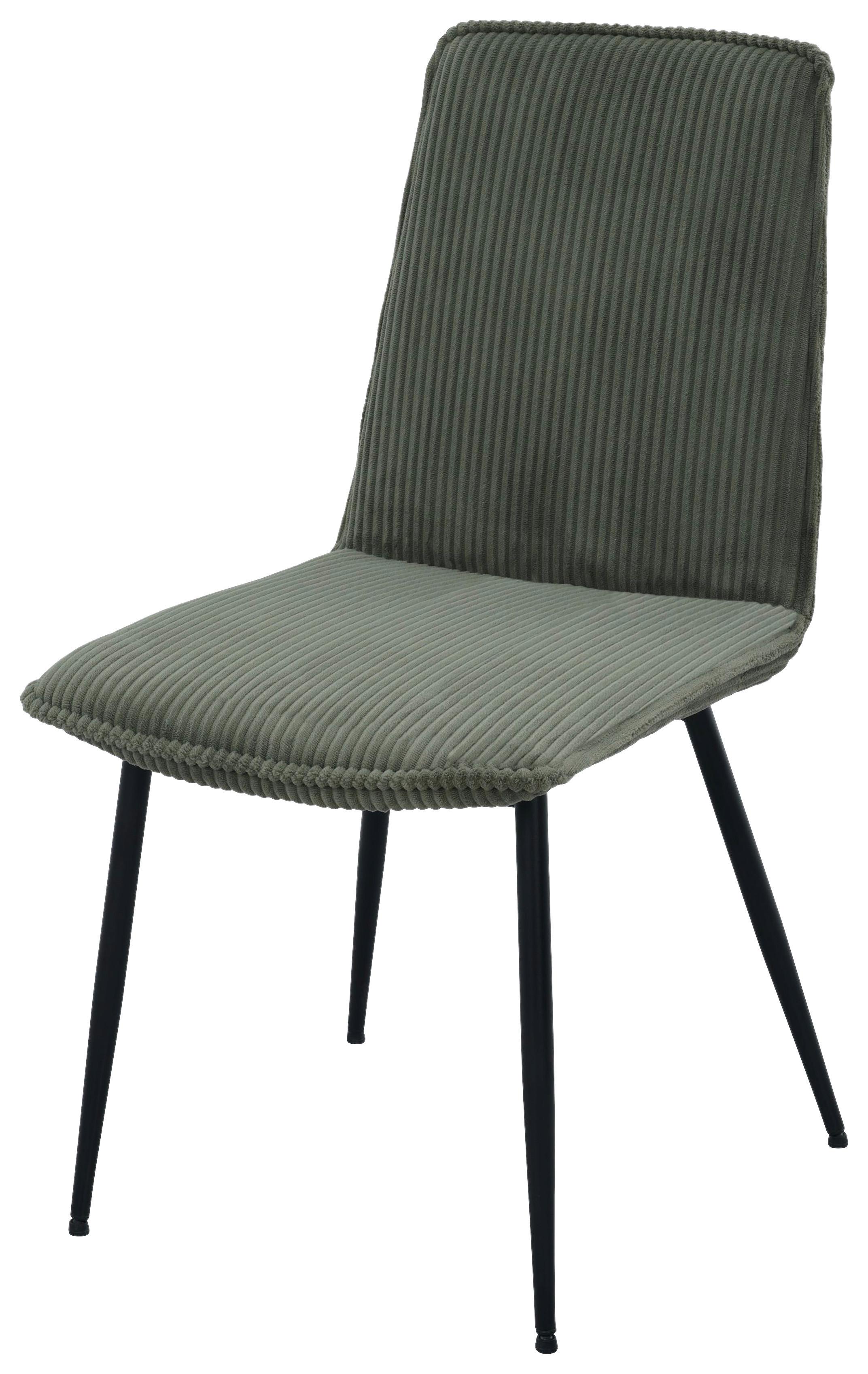Vierfußstuhl Lorenzo Grün/Schwarz B: 47 cm - Schwarz/Grün, MODERN, Textil/Metall (47/91/61,5cm) - Livetastic