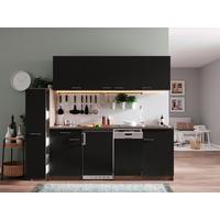 Küchenblock Oliver Singleküche 225 cm - Eichefarben/Schwarz, Basics, Holzwerkstoff (225cm) - Respekta