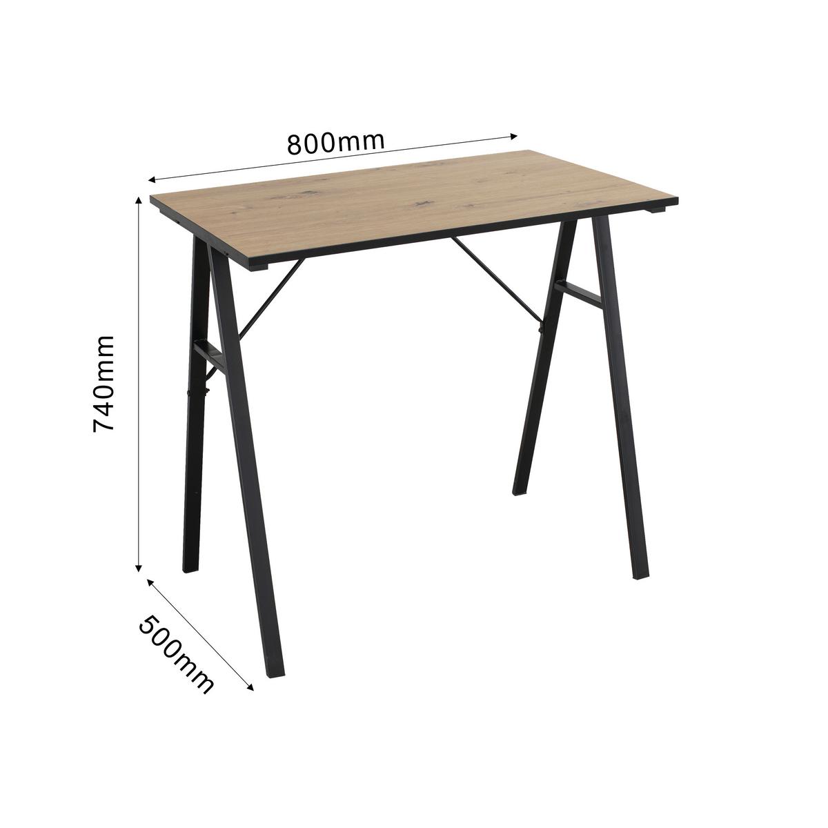 Písací stôl NIZZA - čierna/dub artisan, Modern, kov/kompozitné drevo (80/74/50cm)