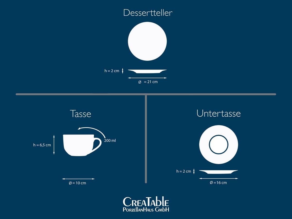 Kaffeeservice Maria Theresia Weiß, Platinfarben L: 34 cm - Platinfarben/Weiß, Basics, Keramik (34/28,5/25,5cm) - Creatable