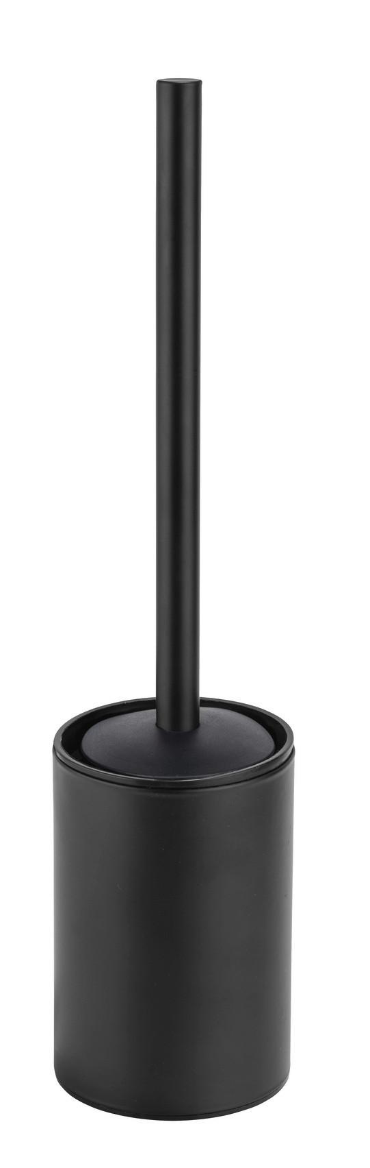 WC-Bürstengarnitur Porto Black Schwarz, Wandmontage B: 9 cm - Schwarz, MODERN, Kunststoff/Metall (9/37/9cm) - Wenko