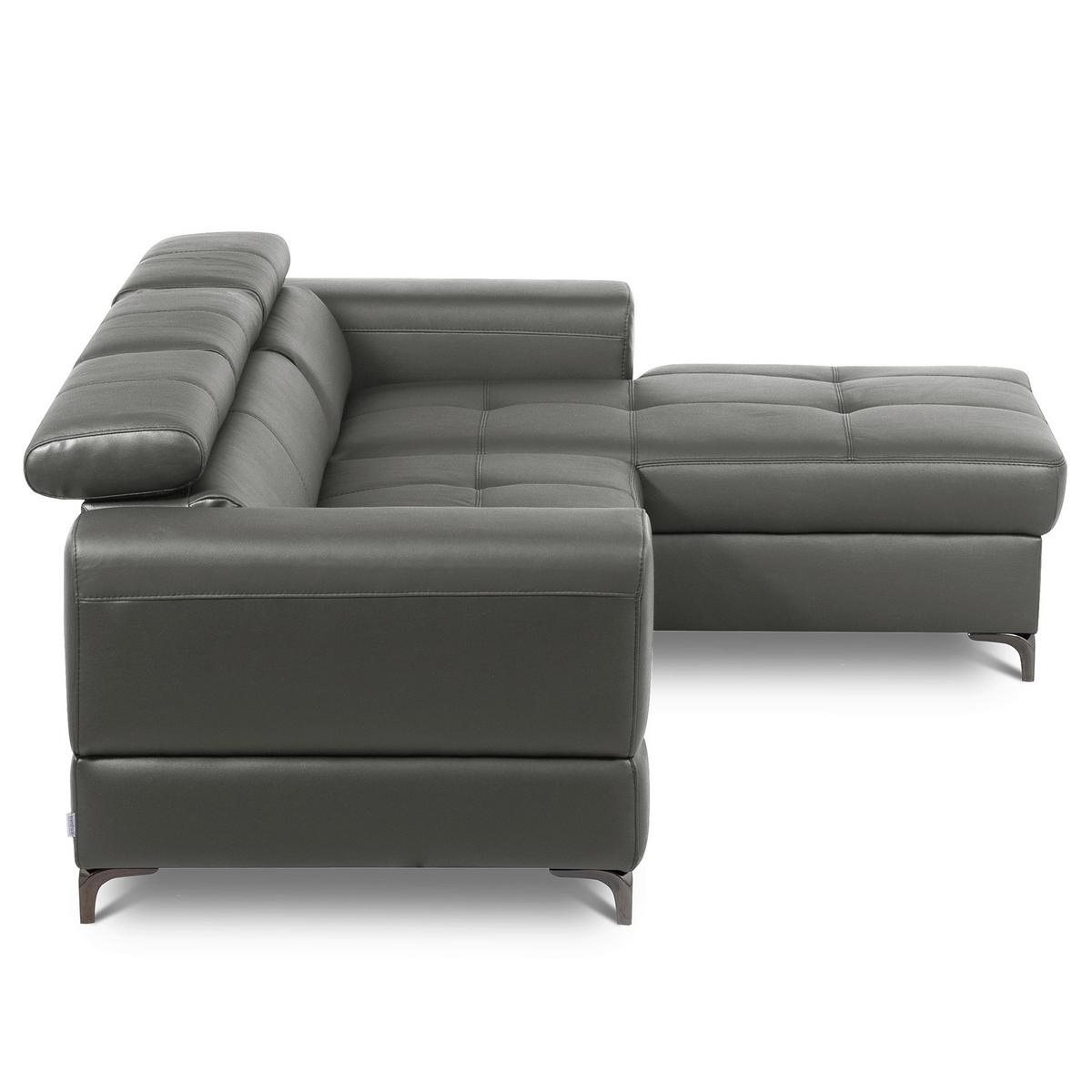 Ecksofa Torino Teilleder Anthrazit 247x173 - Anthrazit/Schwarz, Design, Leder/Textil (247/173cm) - Livetastic
