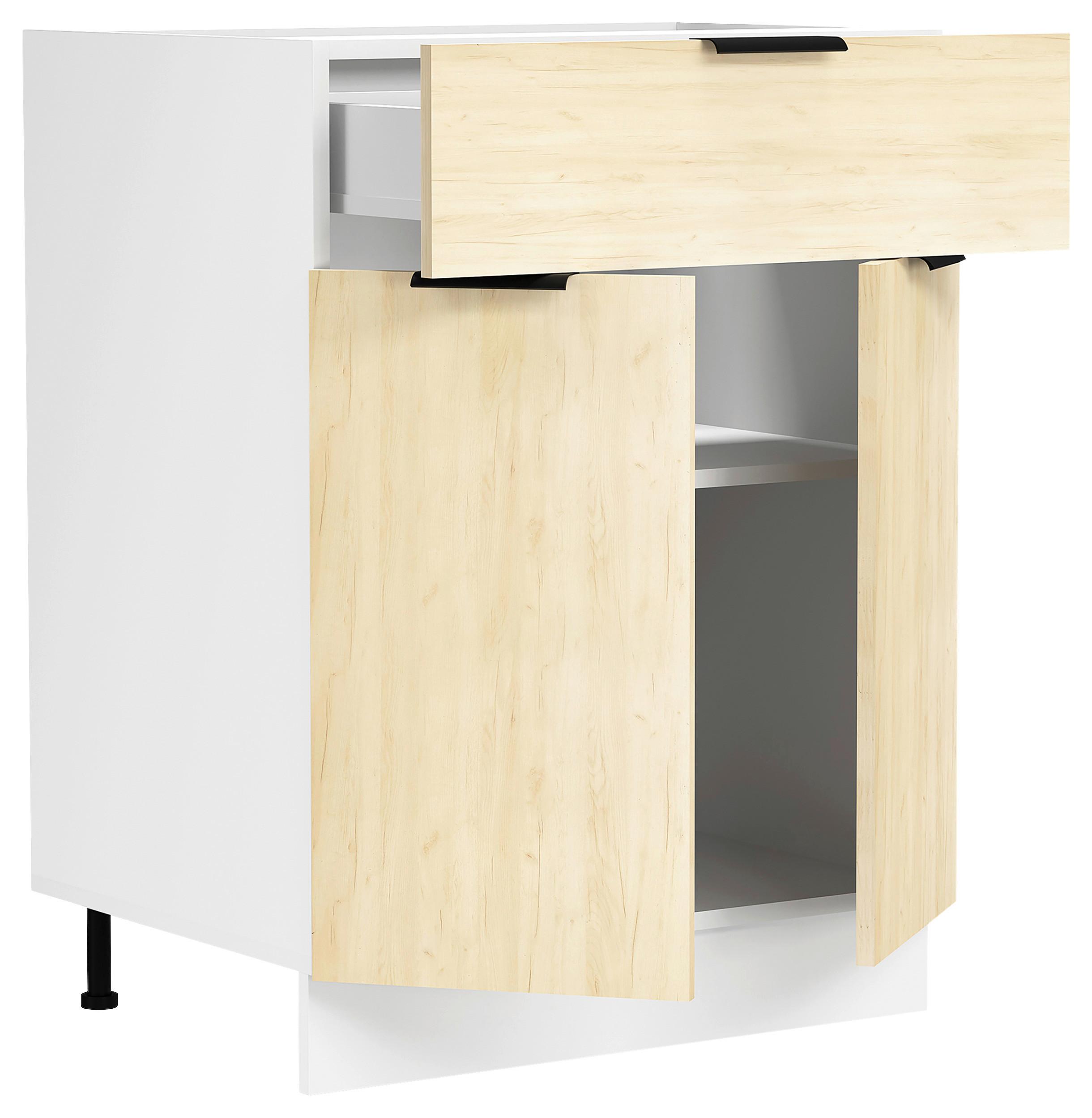 Küchenunterschrank Fasola Honigeiche/Weiß B: 60 cm - Honigeiche/Weiß, Trend, Holzwerkstoff (60/82/46cm) - MID.YOU