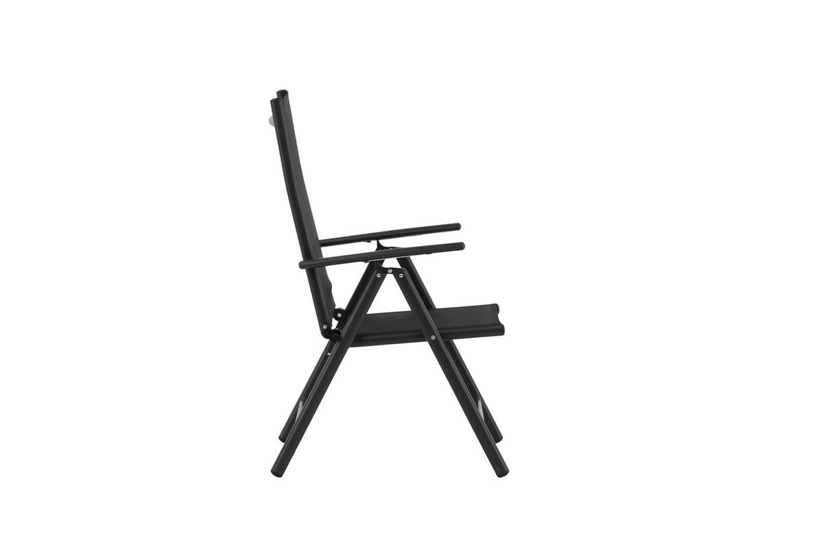Gartensessel-Set 2-Tlg. Break Metall/Textil - Schwarz, KONVENTIONELL, Kunststoff/Textil (55/108/62cm) - Gardenson