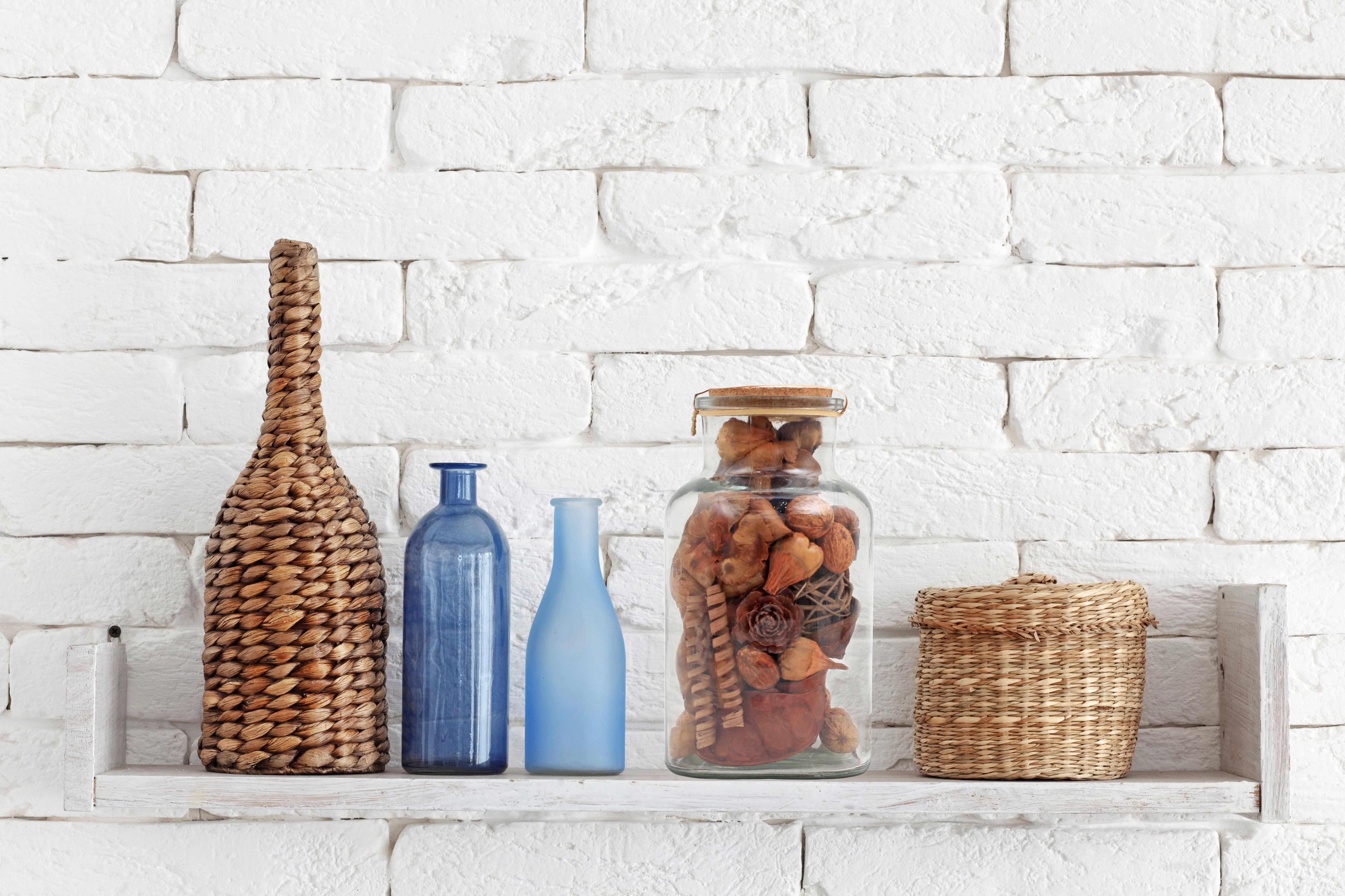 Dekoflasche Flora Hellbraun, 14x27 cm - Hellbraun, LIFESTYLE, Glas/Naturmaterialien (14/27/14cm) - Kayoom