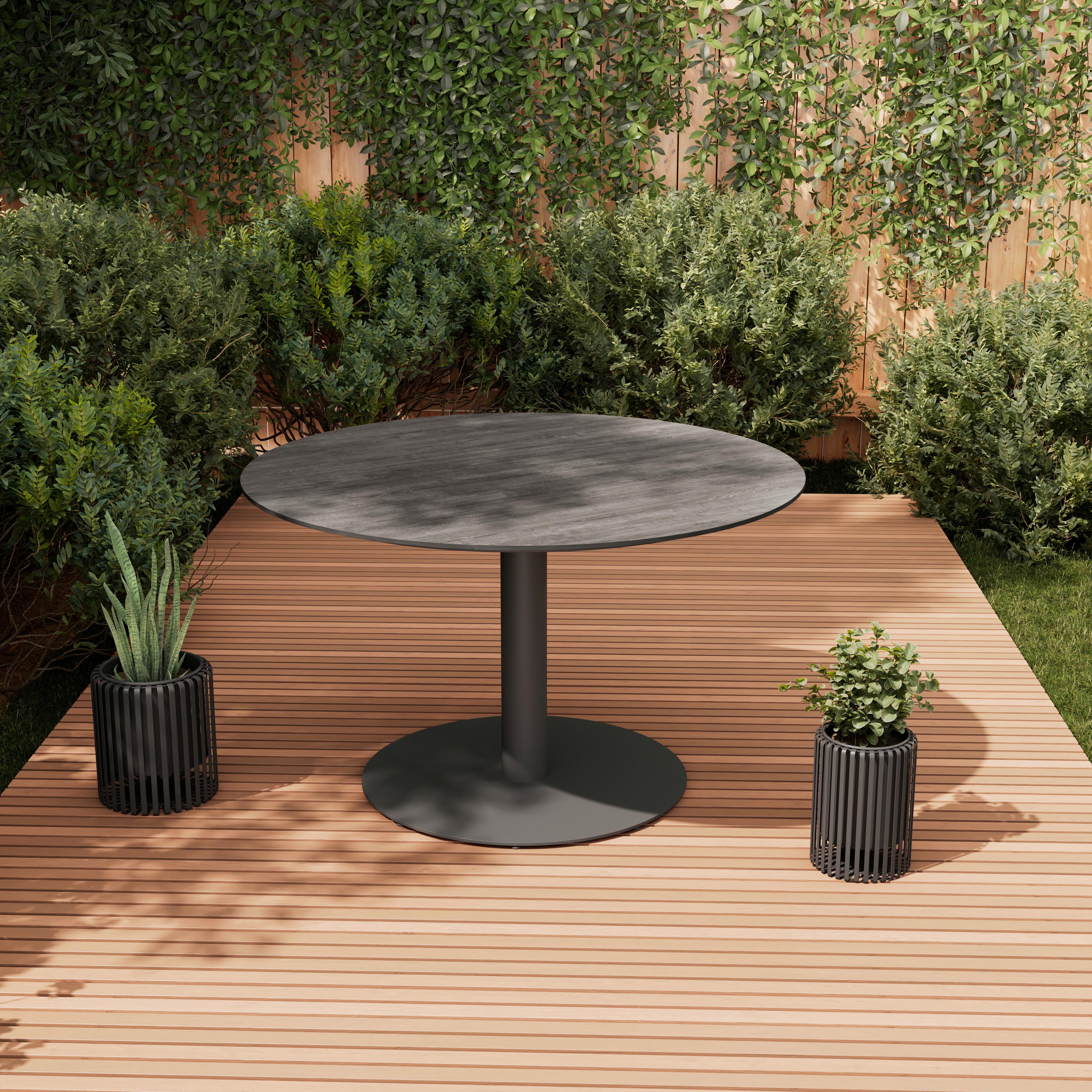 ZÁHRADNÝ STÔL LILLY - prírodná farba/antracitová, Basics, kov/kameň (120/120/73cm)