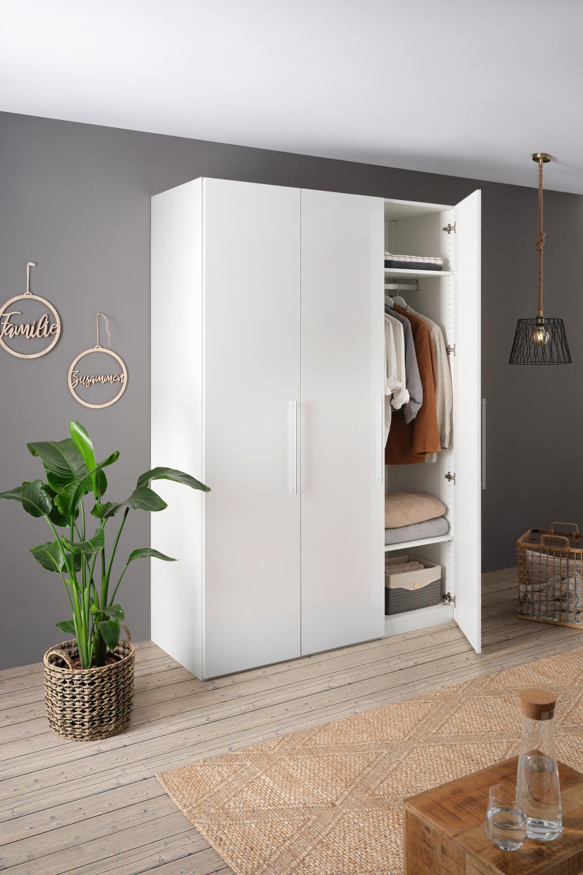 Skříň s otočnými dveřmi bílá barva,š. 147 cm - bílá/barvy chromu, Moderní, kov/kompozitní dřevo (147/219/60cm) - Mömax