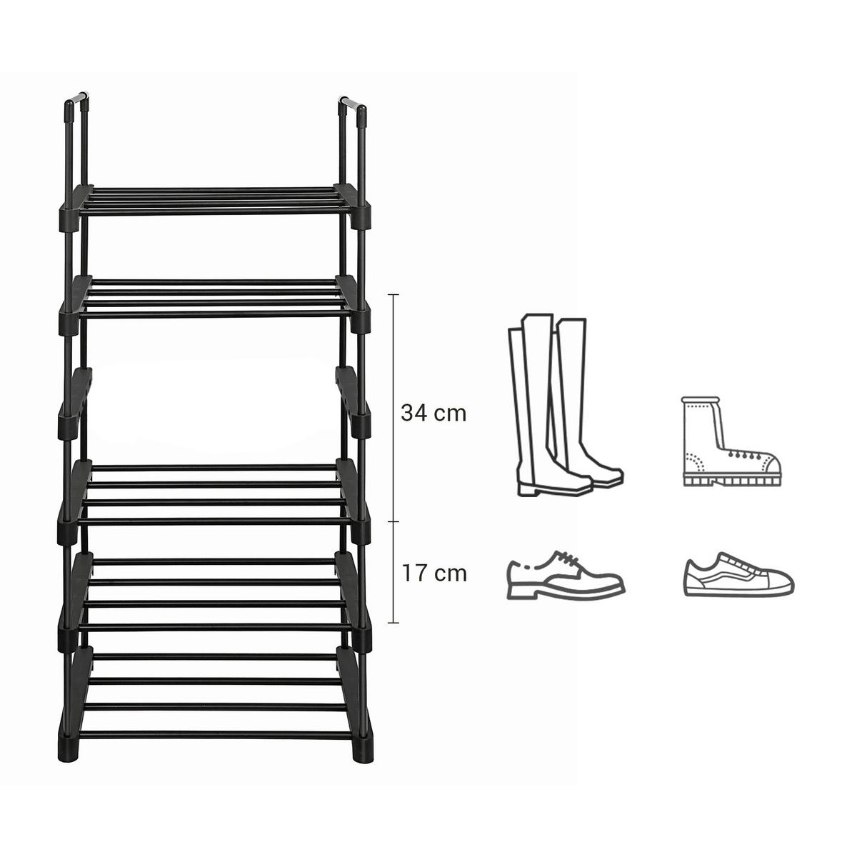Regál na boty černý - černá, Trend, kov/plast (45/106/30cm) - Boxxx