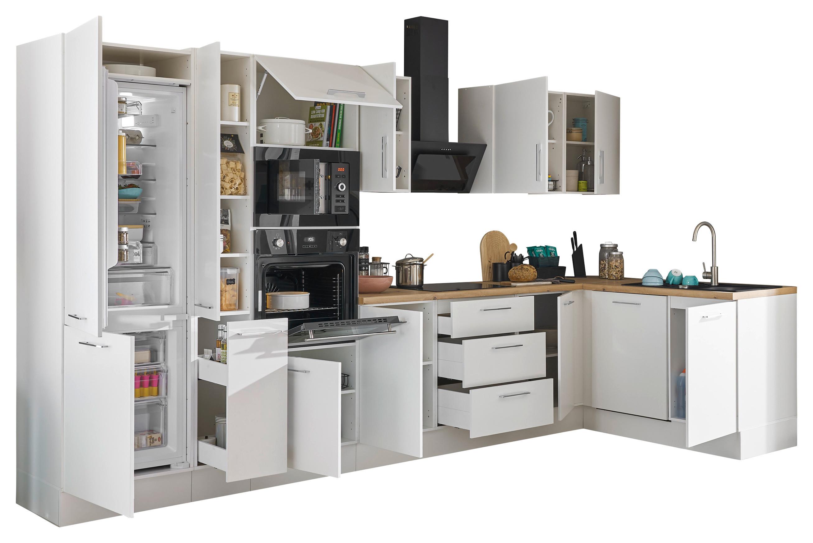 Eckküche Turin Weiss/eiche Dekor 370x175 Cm - Weiß/Eiche Artisan, Basics, Holzwerkstoff (370/175cm) - MID.YOU