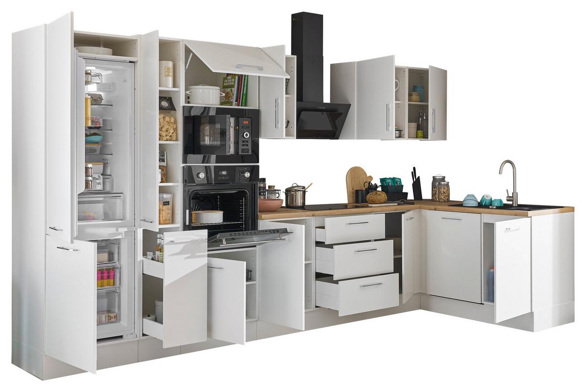 Eckküche Turin Weiss/eiche Dekor 370x175 Cm - Weiß/Eiche Artisan, Basics, Holzwerkstoff (370/175cm) - MID.YOU