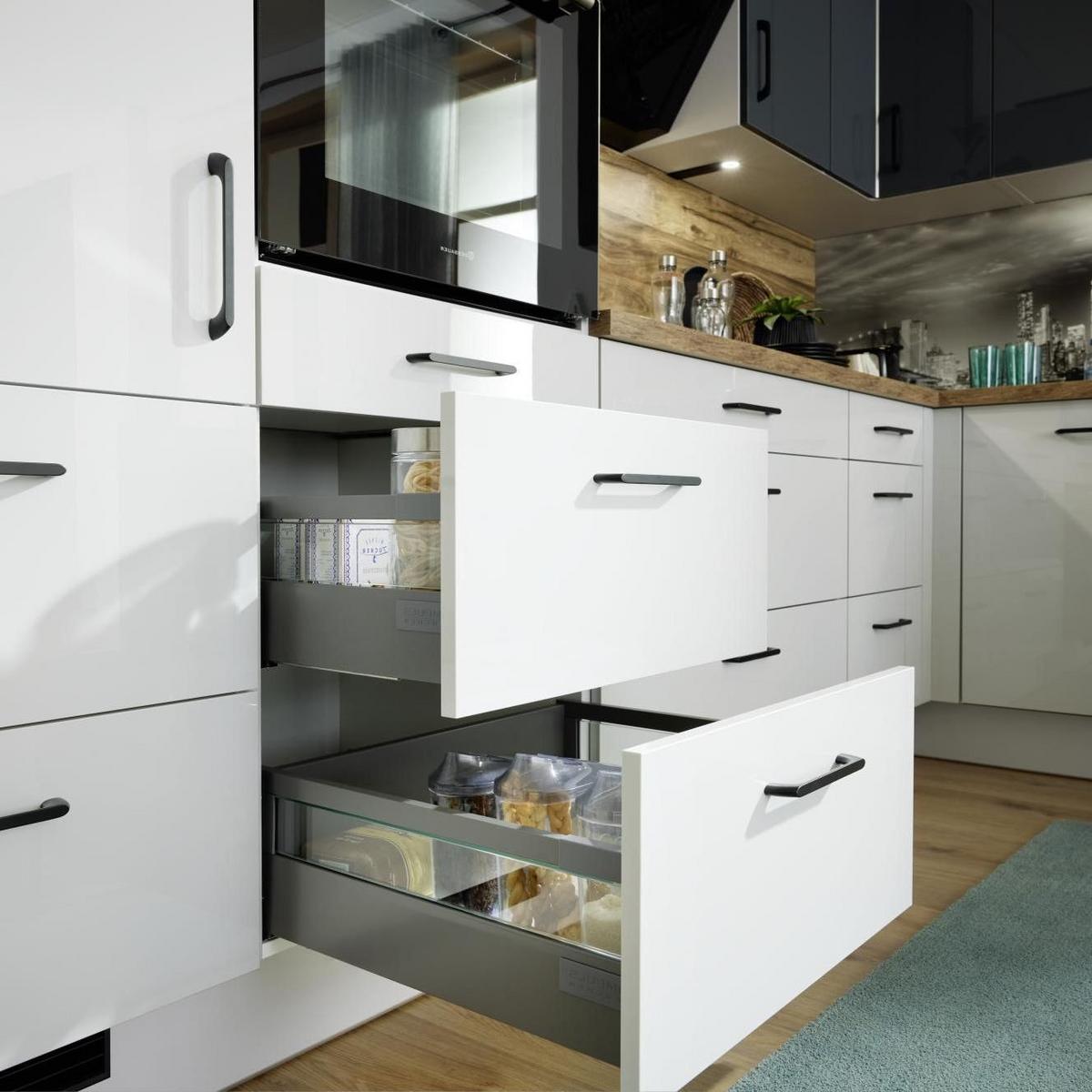Eckküche Ip4050 Ohne Geräte 320x185 Cm  Space Grau/eiche - Eichefarben/Hellgrau, Basics (320/185cm) - Impuls
